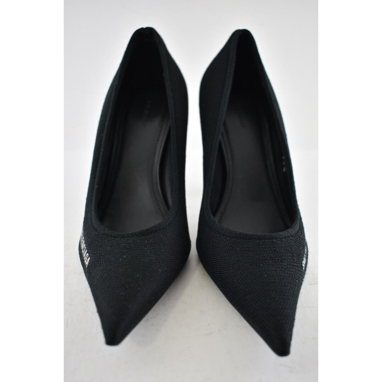 Balenciaga Balenciaga Knife Recycled Knit Black White Logo Pointed Heel Size US 7.5 / IT 37.5 - 6 Thumbnail