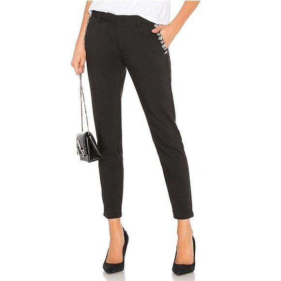 REVOLVE Reiko Crystal Embellished Black Lizzy Trim Pants Size 26" / US 2 / IT 38 - 2 Thumbnail