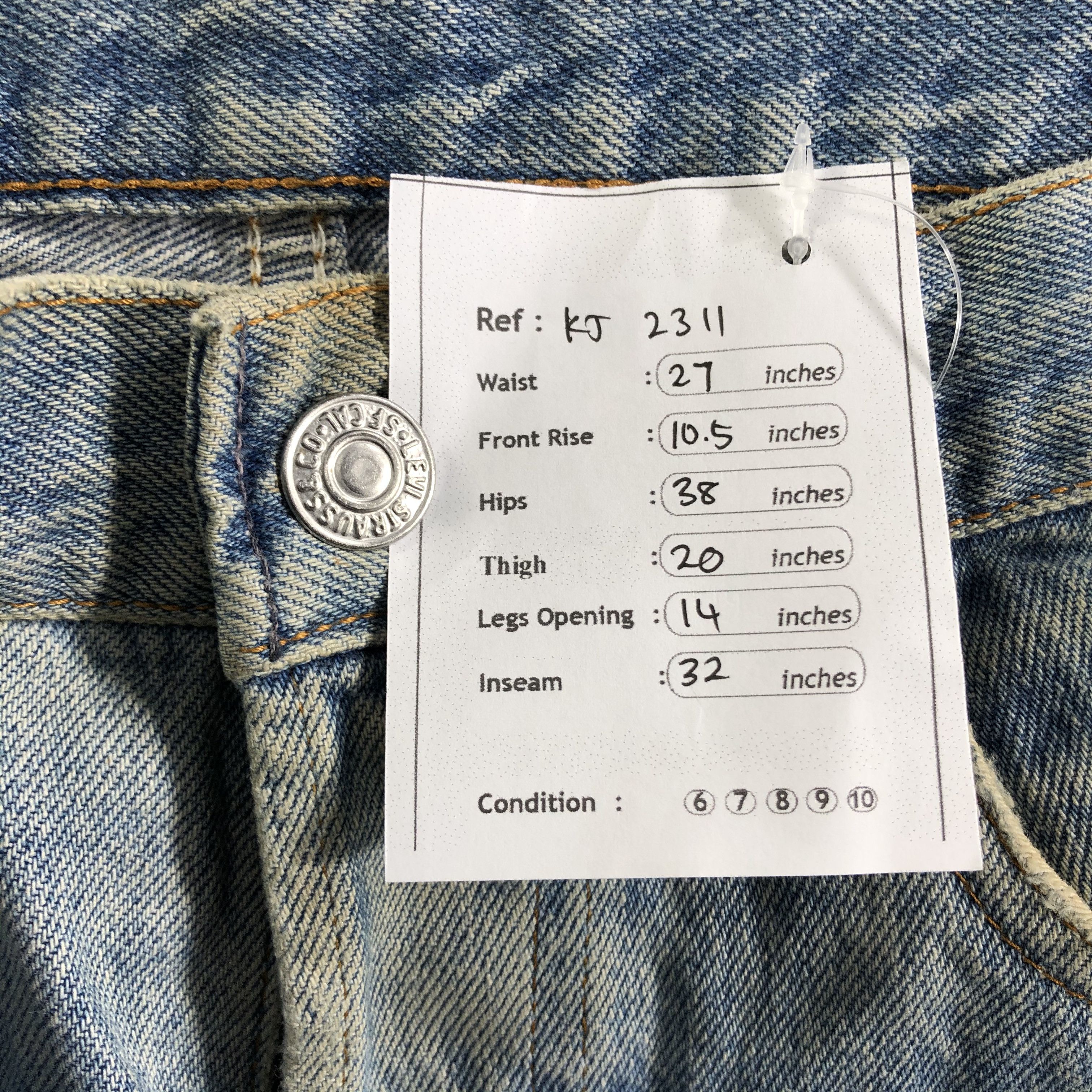 Levi's Vintage 90s Levis 501 Jeans Rusty Wash Denim KJ2311 Size US 27 - 14 Thumbnail