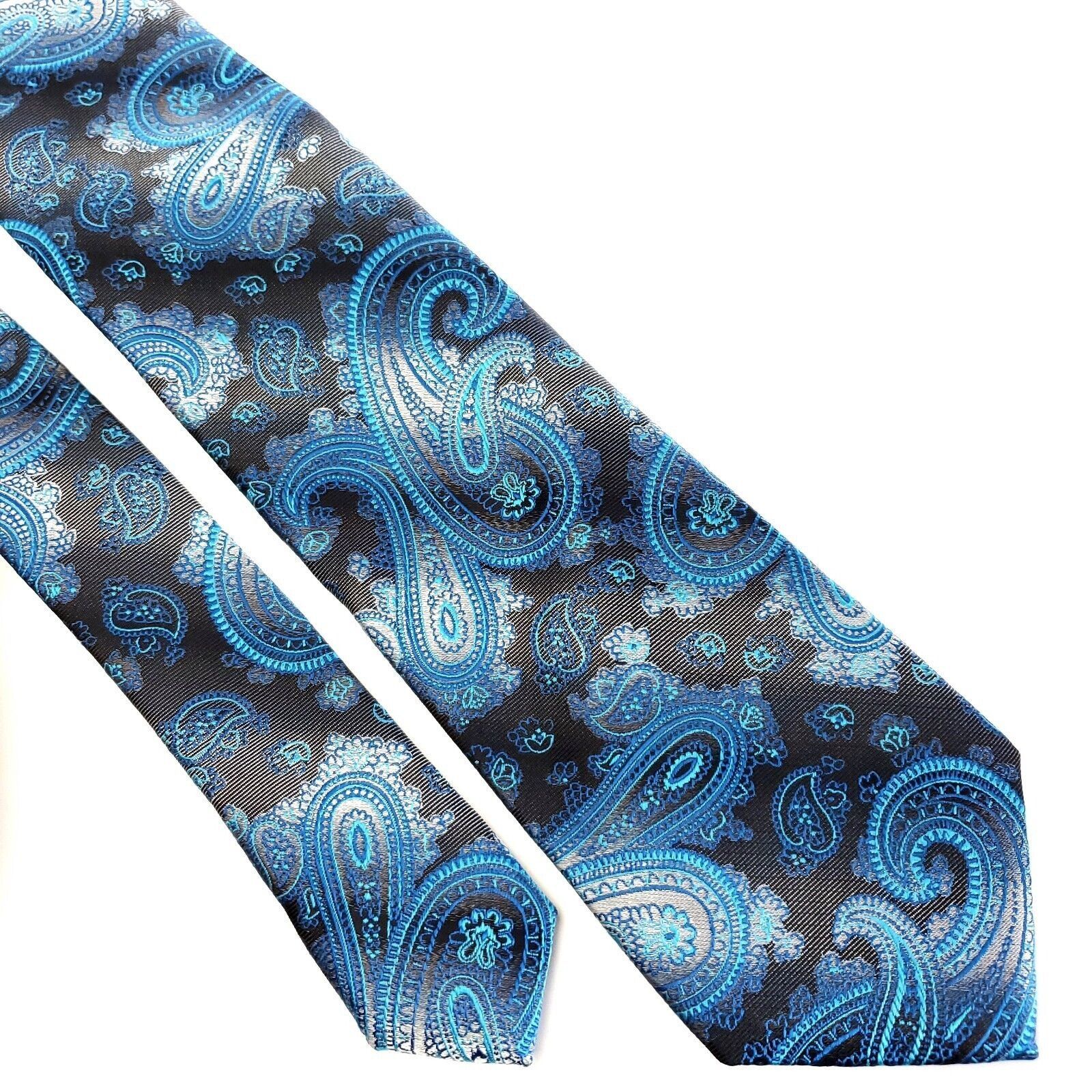 Alexander Julian Alexander Julian Colours Polyester Gray Teal Paisley Tie Size ONE SIZE - 1 Thumbnail