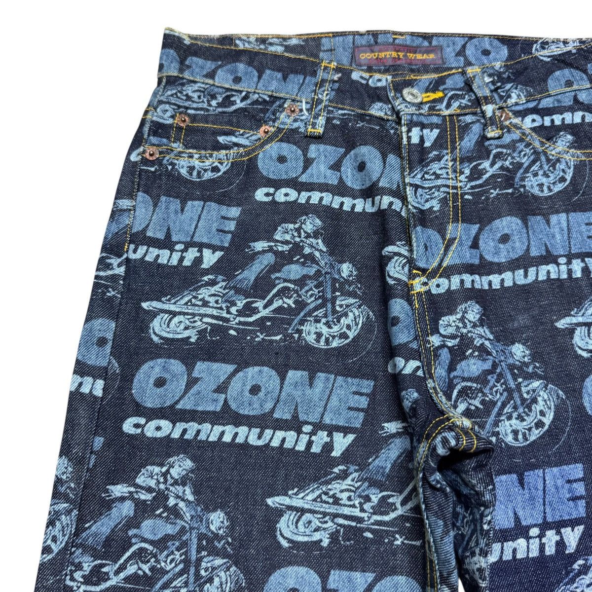 Hysteric Glamour OZONE COMMUNITY Motorcycle Print Denim Flare Jeans Size US 28 / EU 44 - 4 Thumbnail