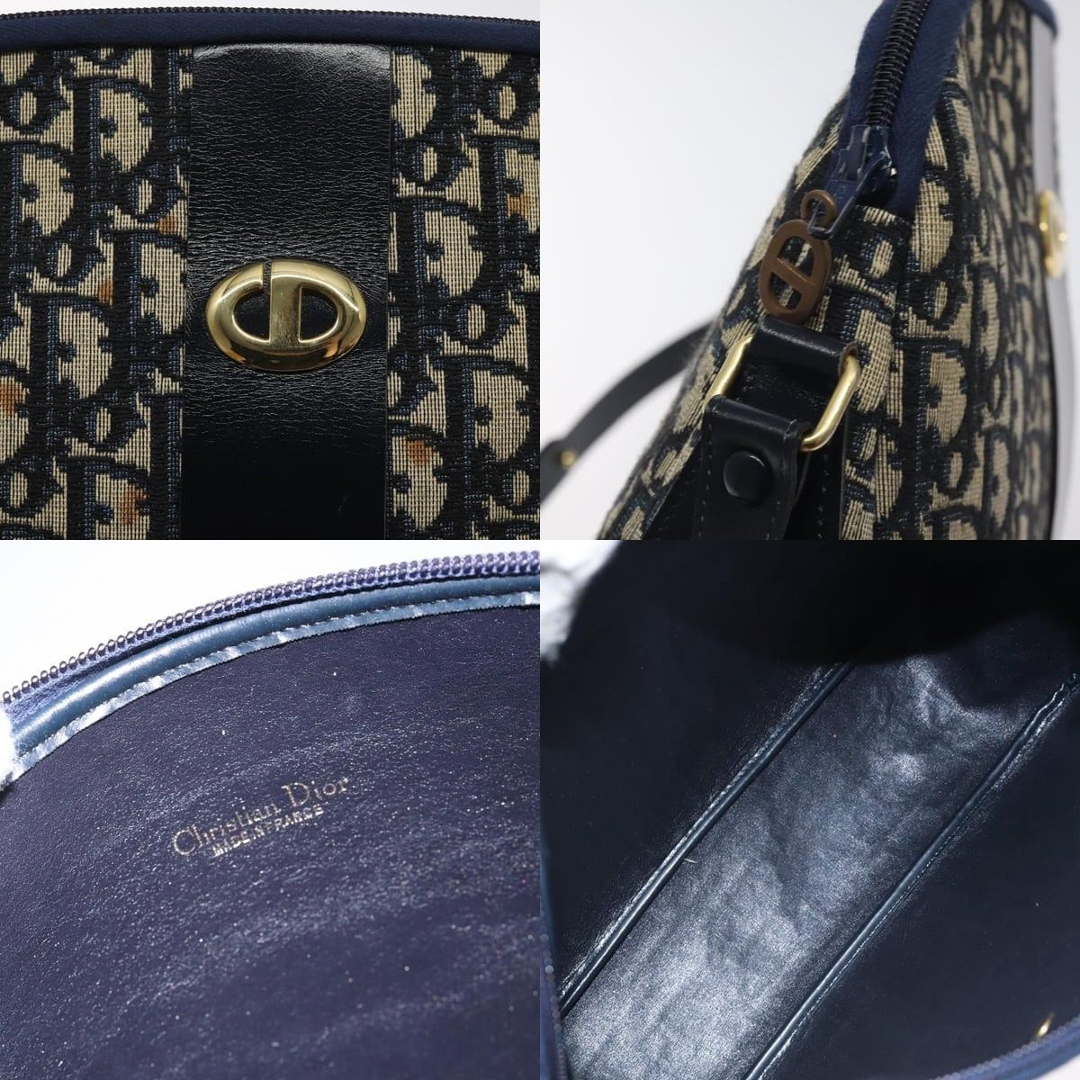 Dior DIOR Trotter Canvas Shoulder Bag Navy Gold Size ONE SIZE - 11 Thumbnail