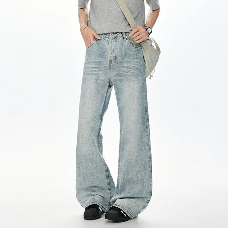 Japanese Brand Wide Leg Trousers light blue Straight Jeans Size US 32 / EU 48 - 3 Thumbnail