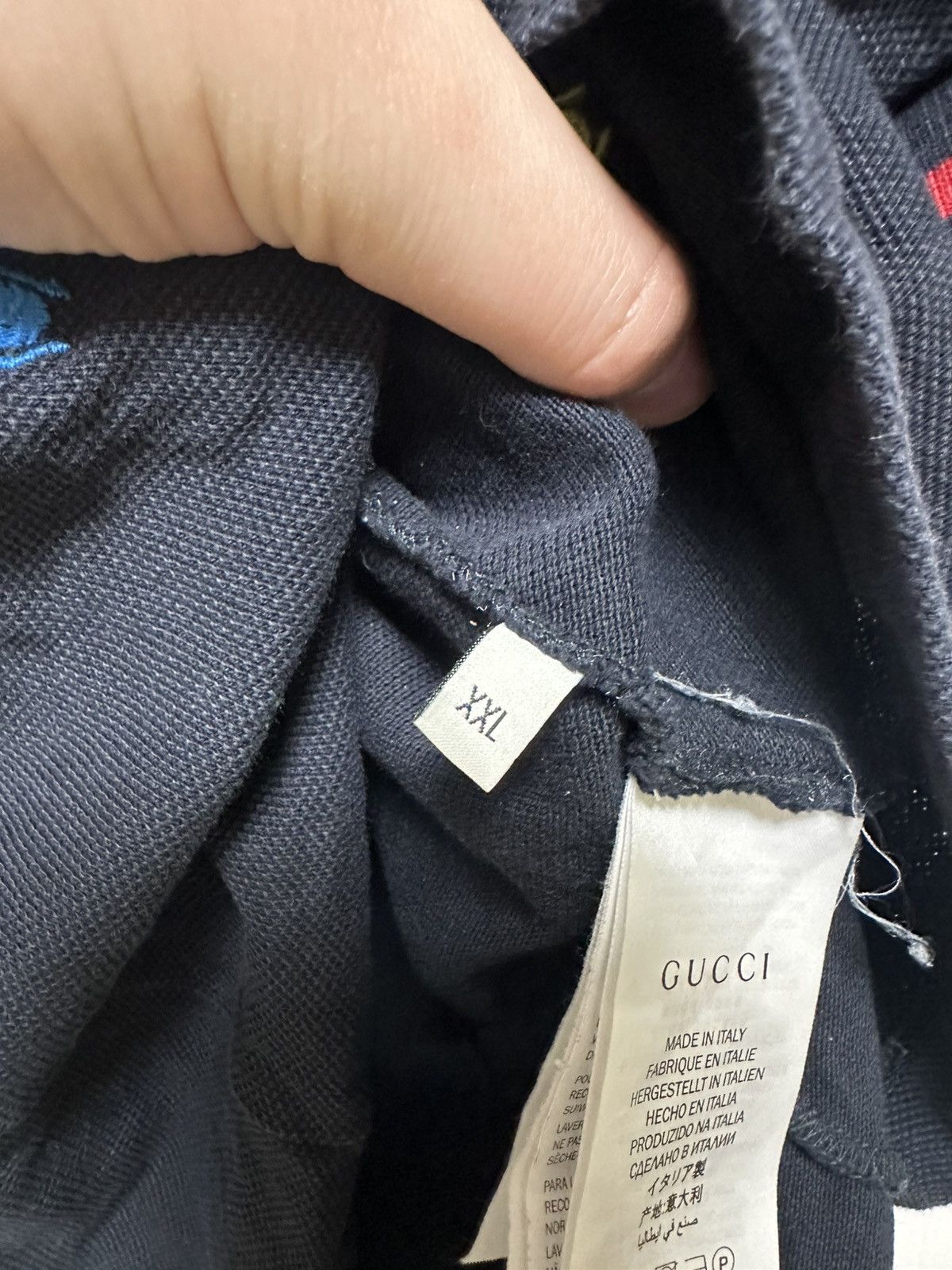 Gucci Gucci Dark Navy Bee Embroidered Pique Cotton Polo XXL Size US XXL / EU 58 / 5 - 10 Thumbnail
