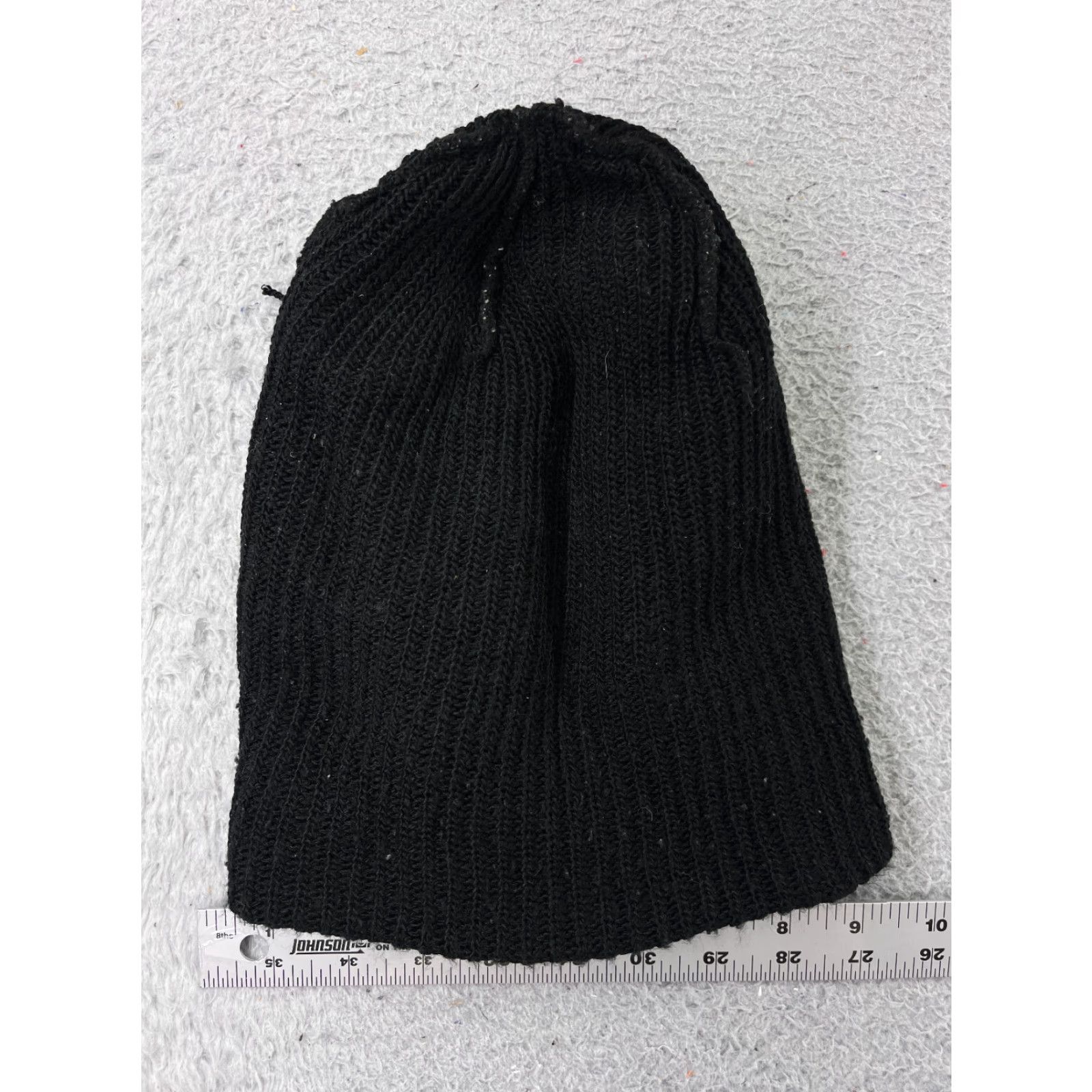 Vintage Black Knit Beanie Hat Adult One Size Solid Casual Ski Unisex Size ONE SIZE - 4 Thumbnail