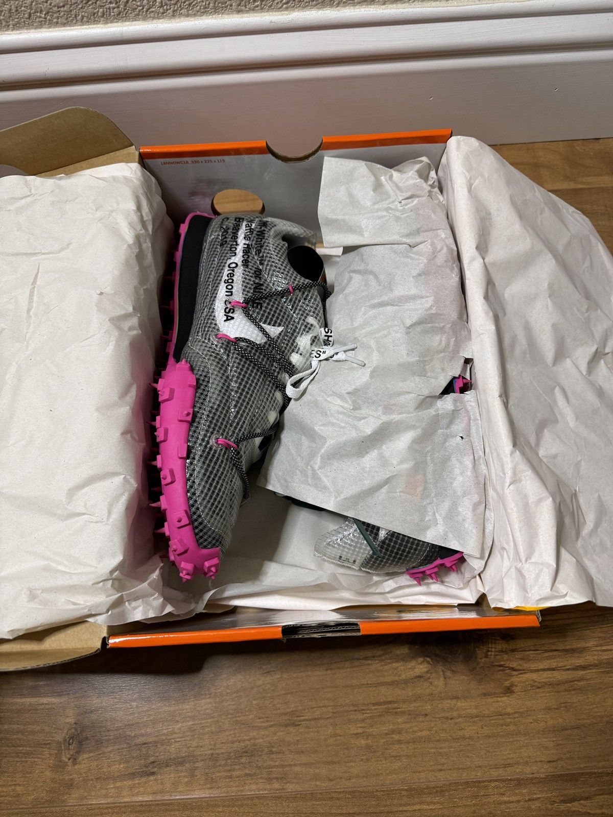 image of Off-White X Nike Waffle Racer Shoes in Black, Men's (Size 10)