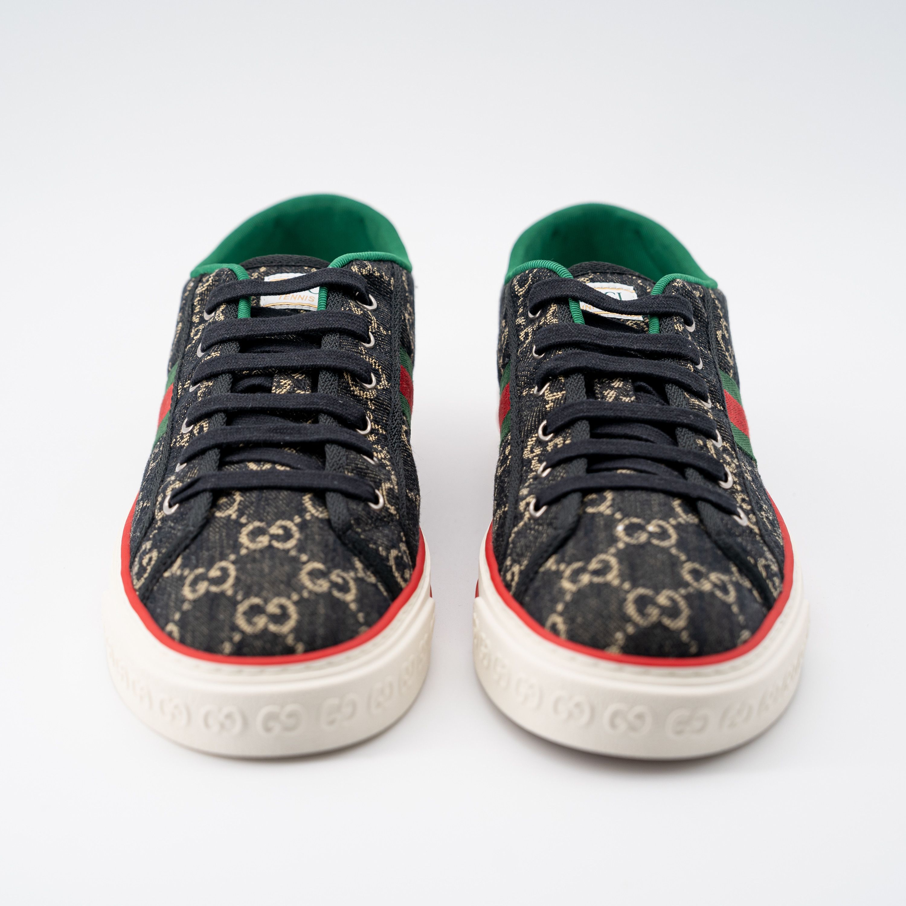 Gucci size 14G - Gucci Tennis Black Denim Sneakers GG print Size US 14 / EU 47 - 2 Thumbnail