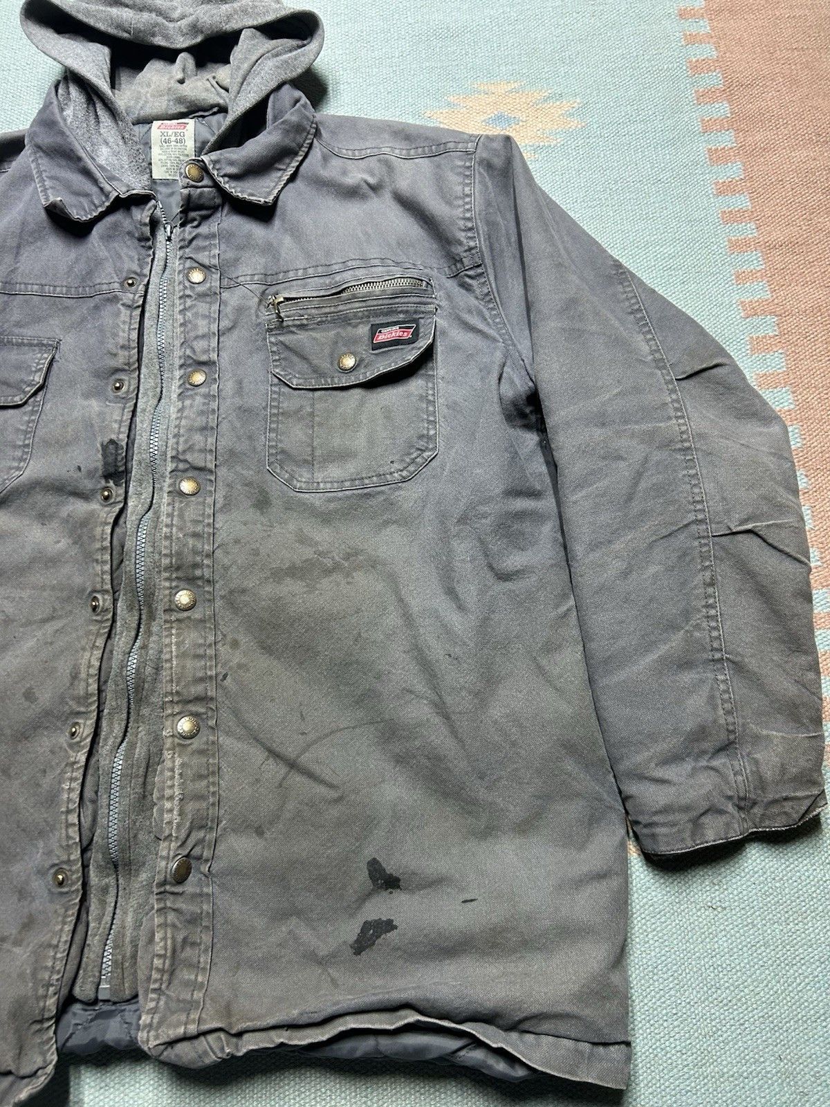 Vintage Vtg dickies hooded canvas work jacket distressed quilted XL Size US XL / EU 56 / 4 - 4 Thumbnail