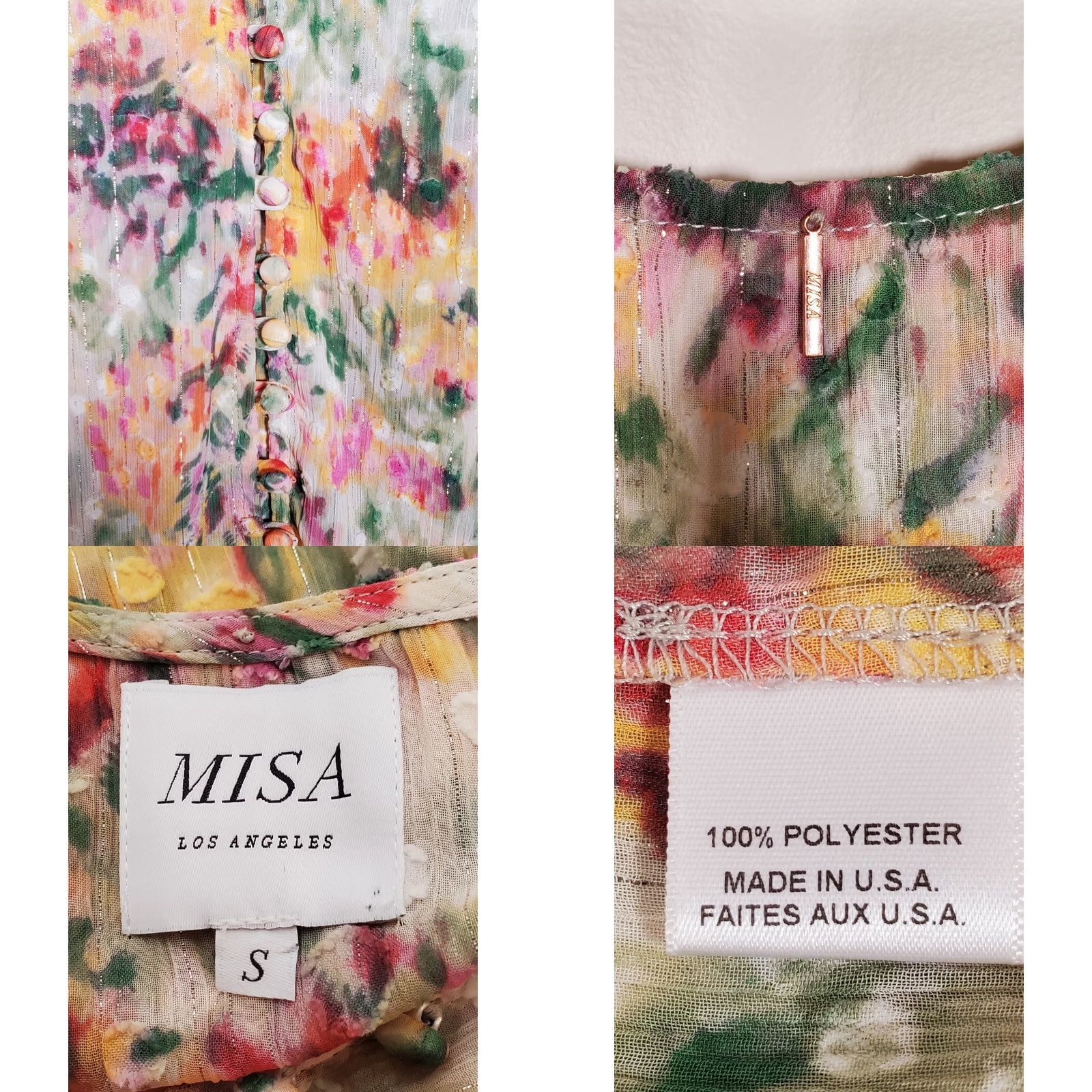 MISA Los Angeles Misa Los Angeles Top Womens S Para Bahara Floral Print Chiffon Women Size Size S / US 4 / IT 40 - 8 Thumbnail