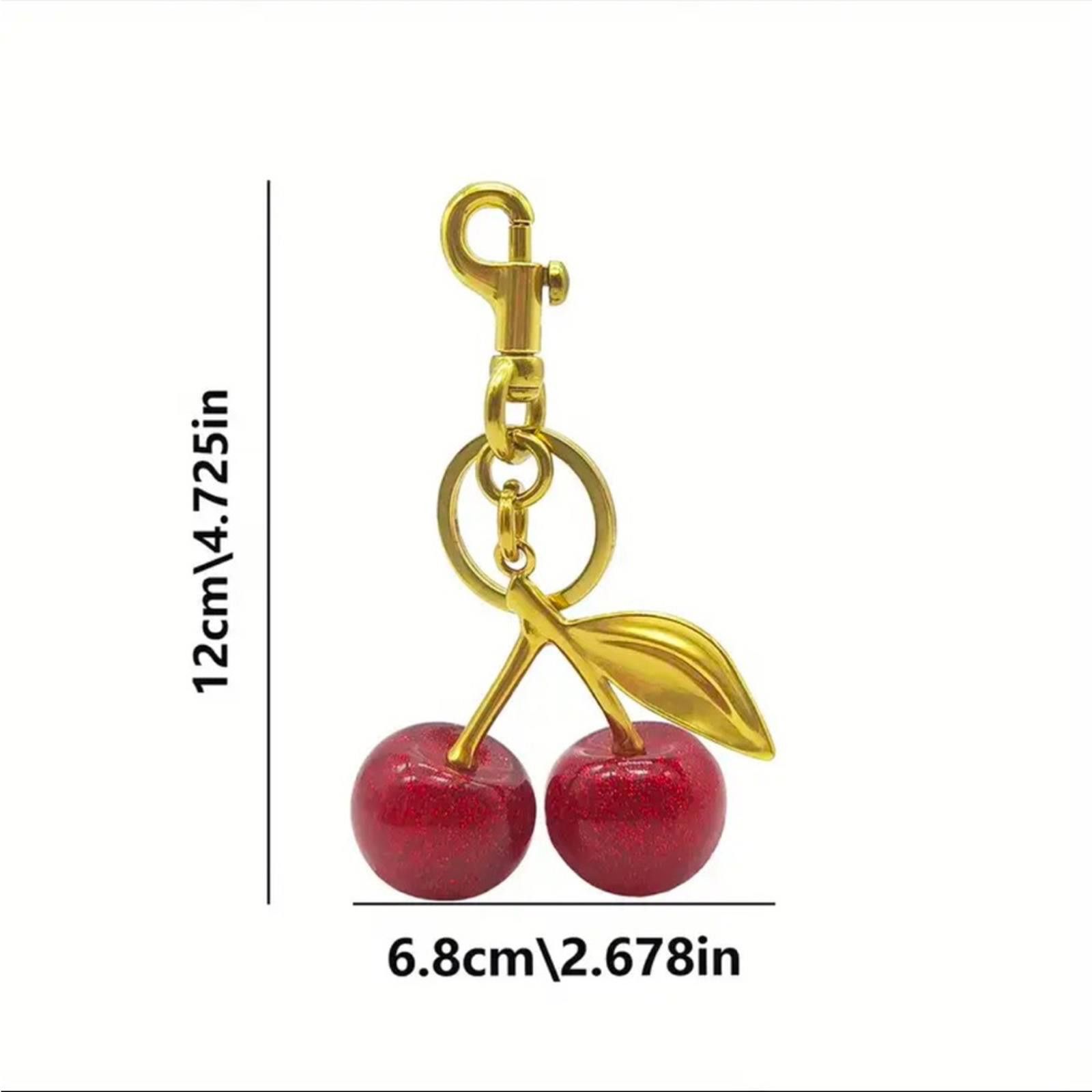Designer Cherry Red Large Sparkle Bag Charm Size ONE SIZE - 4 Thumbnail