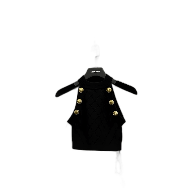 Balmain Balmain Black Knitted Vest with Buttons Size M / US 6-8 / IT 42-44 - 1 Thumbnail