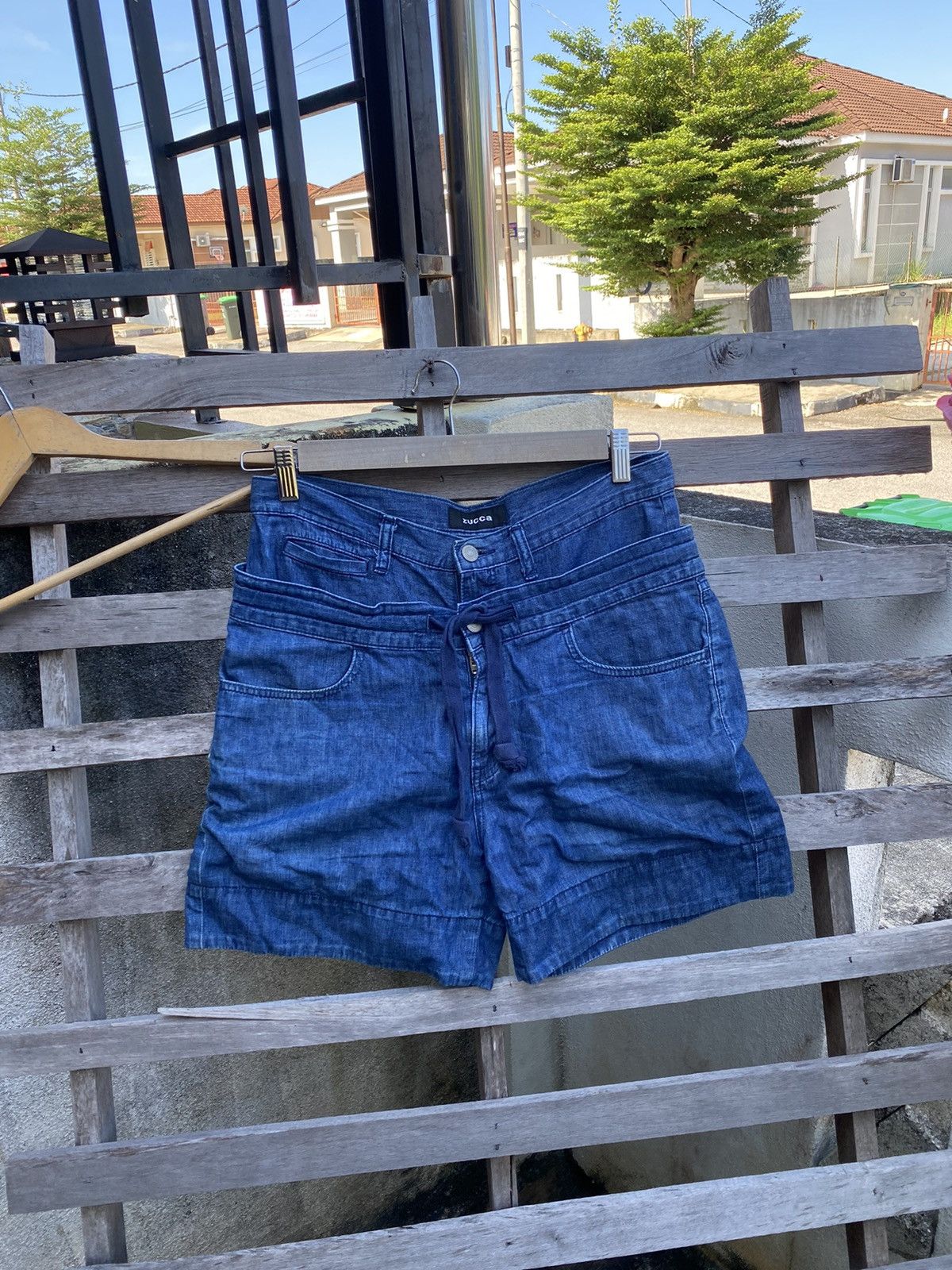 Vintage Cabane De Zucca Double Waist by Issey Miyake Shortpant Denim Size 31" - 2 Thumbnail
