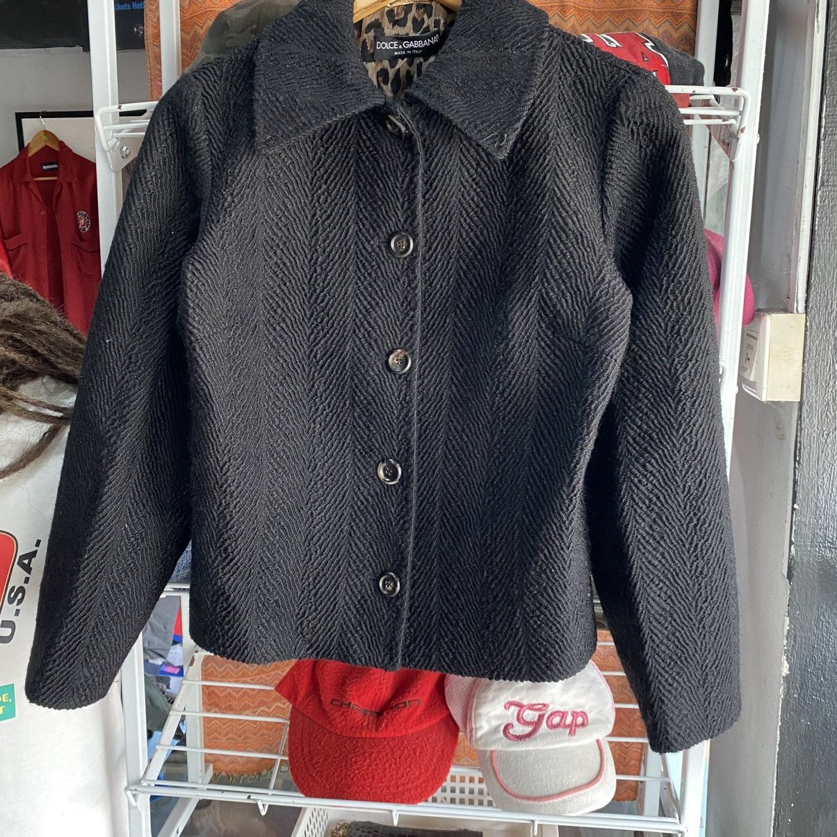 Dolce & Gabbana DOLCE & GABBANA Black Wool Blend Herringbone Jacket Size M / US 6-8 / IT 42-44 - 5 Thumbnail