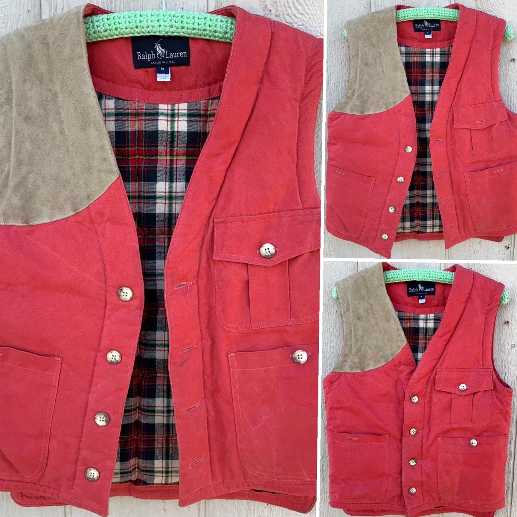 Ralph Lauren VINTAGE Ralph Lauren Vest Hunting Outdoor Plaid Lined Cotton M Men USA Shirt? Size US M / EU 48-50 / 2 - 6 Thumbnail
