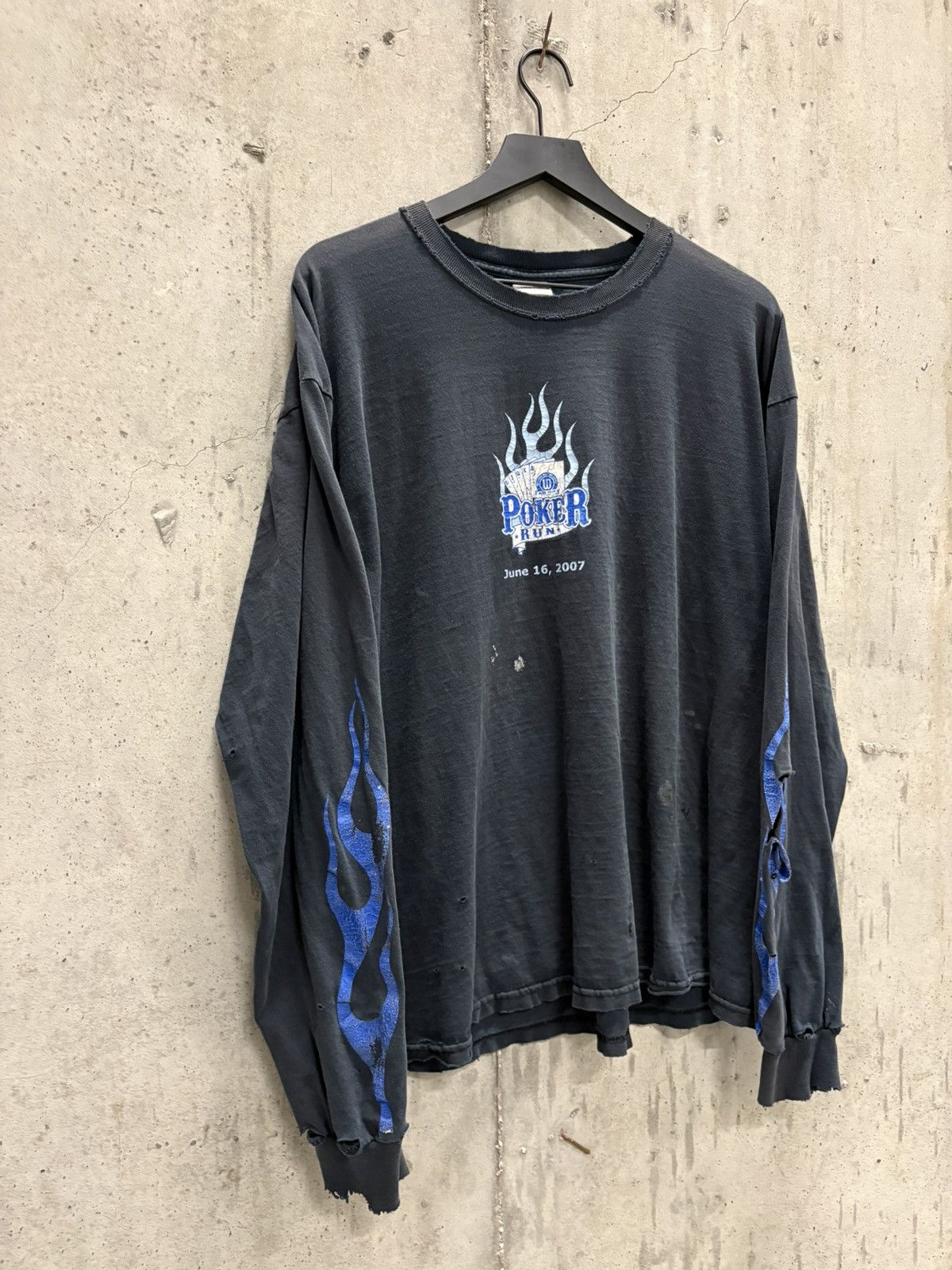 Vintage Vintage Poker Run Flame Shirt Faded Distressed Grunge Band Size US XL / EU 56 / 4 - 2 Thumbnail