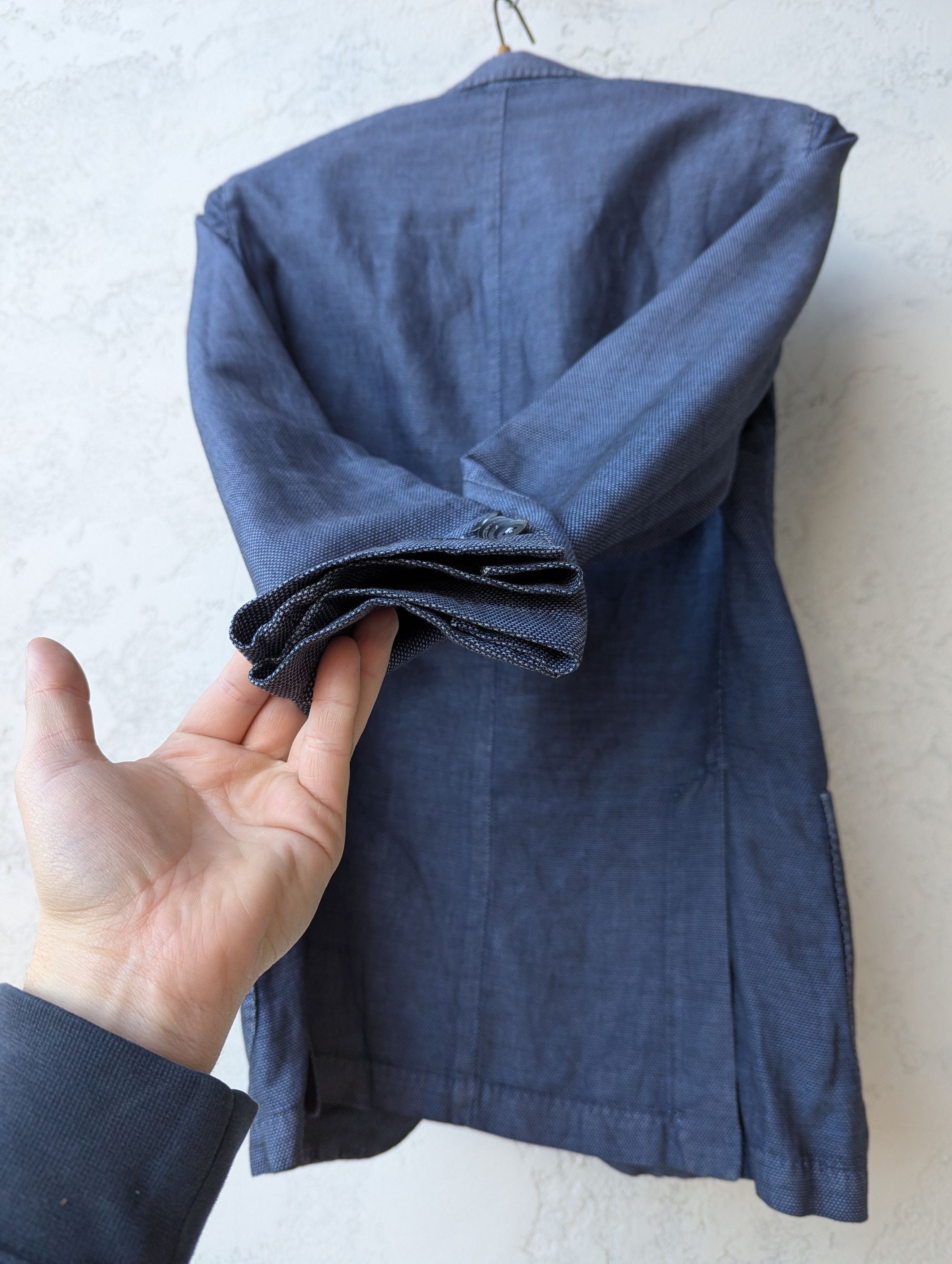 Boggi Boggi Milano Linen-Blend Blazer Blue Slim Fit Jacket Size 38S - 20 Thumbnail
