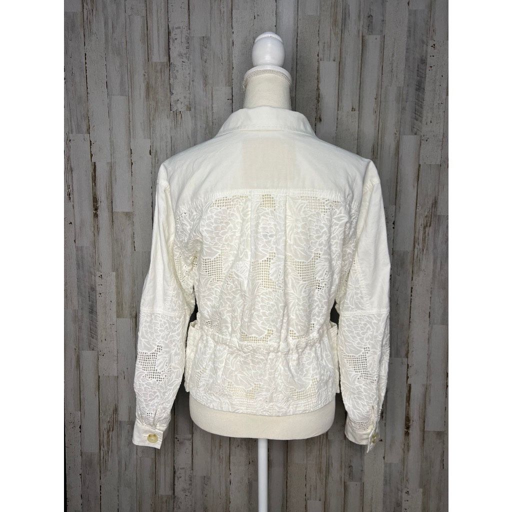 Anthropologie NWT Anthropologie Women's XS White Eyelet Anorak Jacket Size XS / US 0-2 / IT 36-38 - 8 Thumbnail
