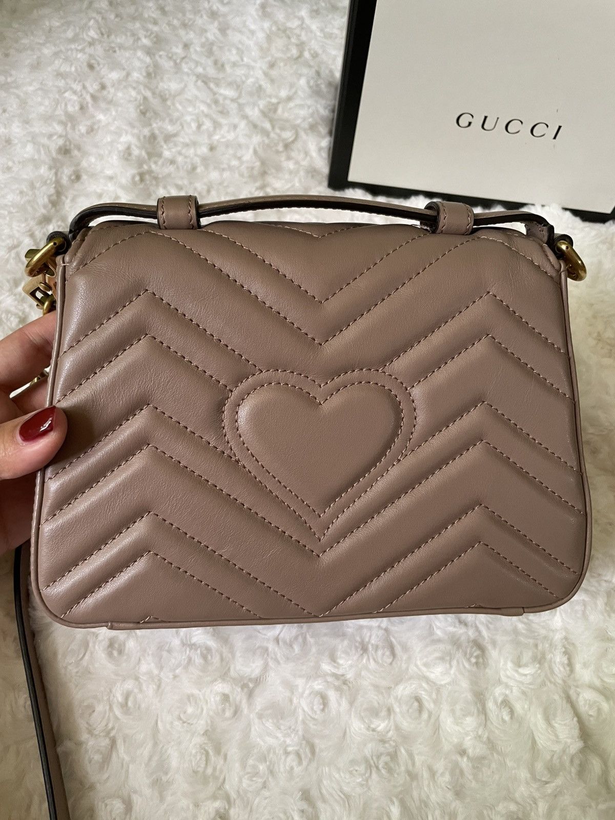 Gucci Gucci GG Marmont Dusty Pink Mini Top Handle Bag Size ONE SIZE - 5 Thumbnail