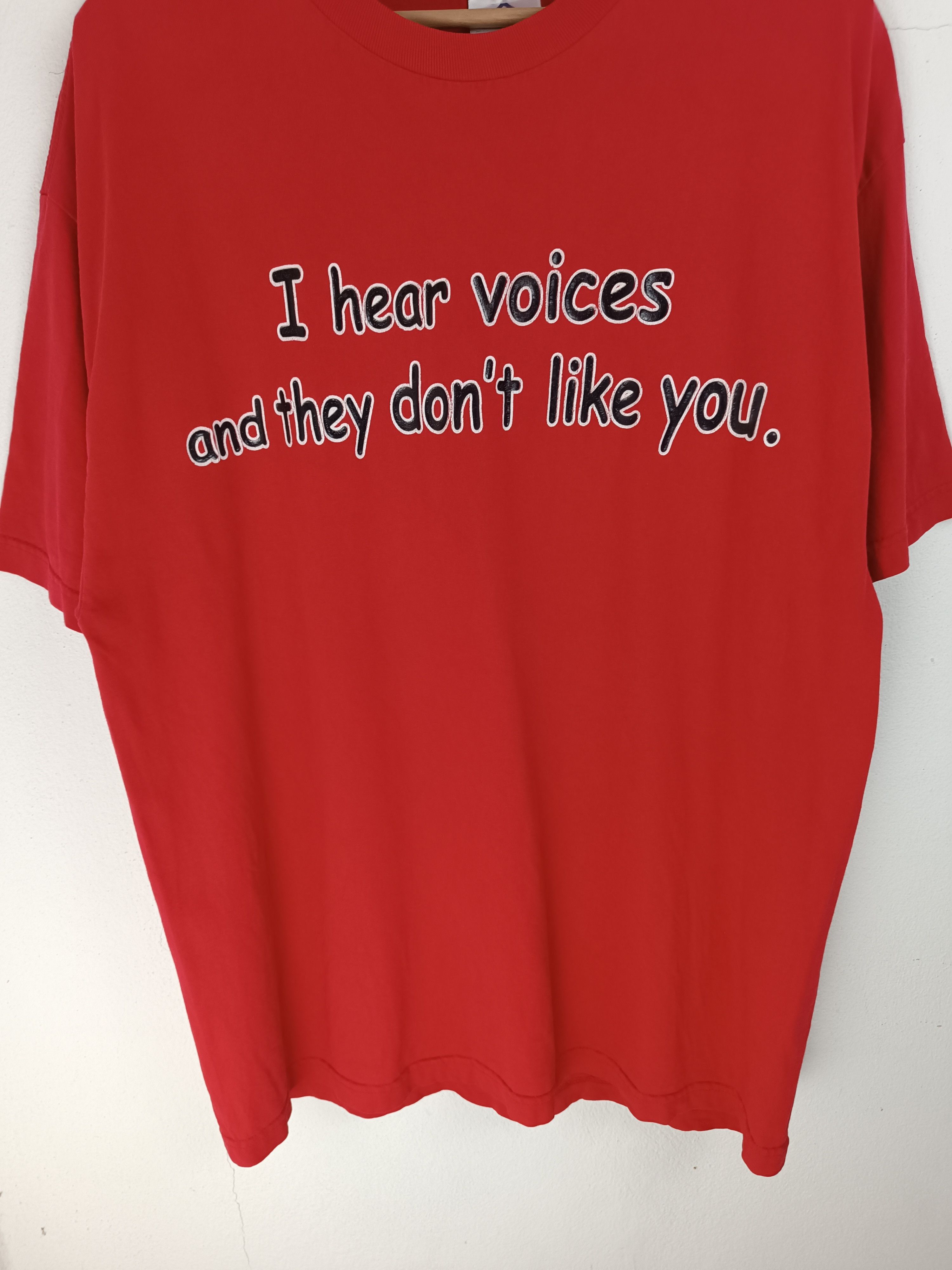 Other VINTAGE Y2K ADULT HUMOR "I HEAR VOICES" QUOTES FUNNY TEE Size US XL / EU 56 / 4 - 6 Thumbnail
