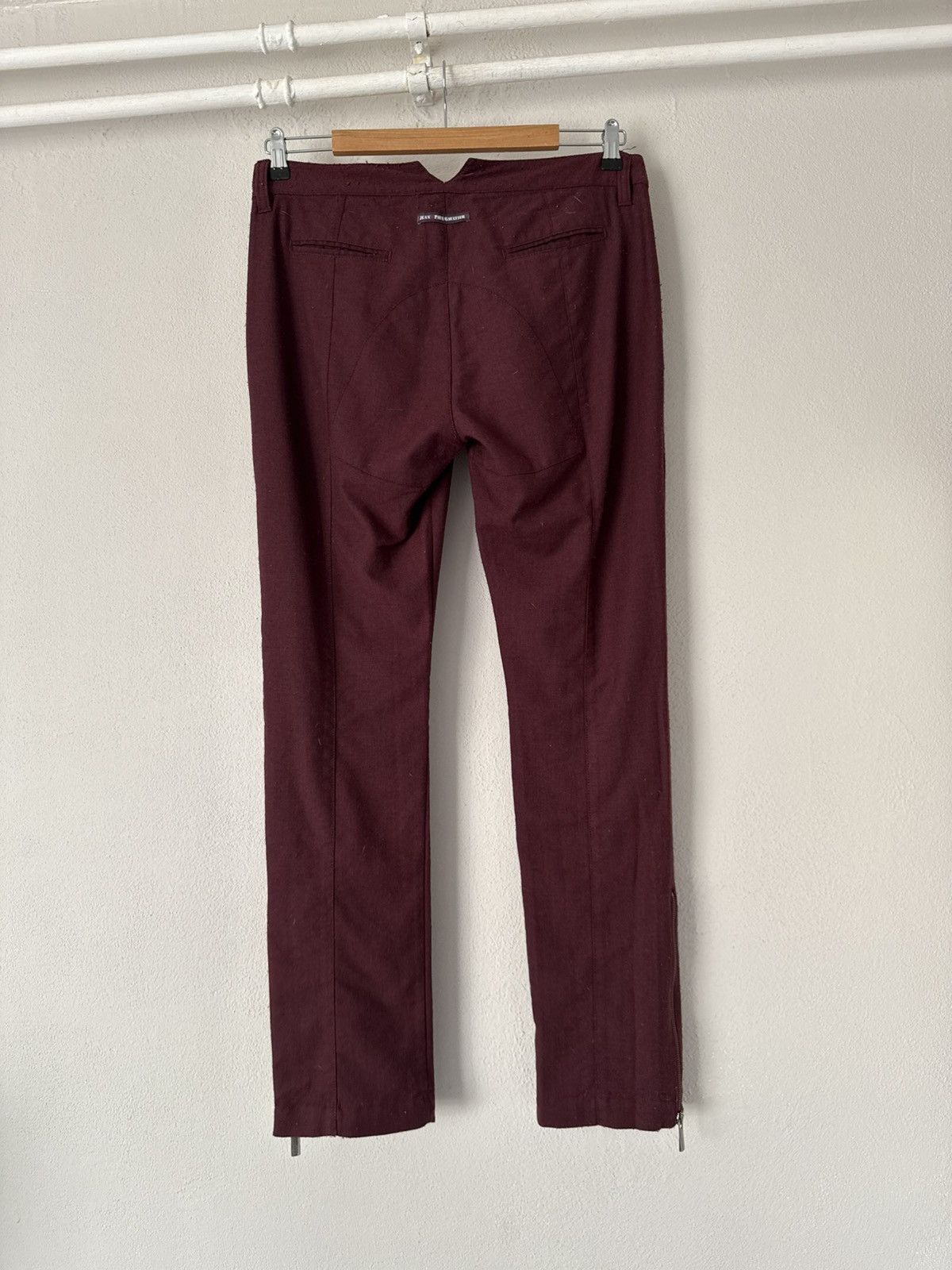 Jean Paul Gaultier Burgundy Wool Blend Pants with Zippers Size US 32 / EU 48 - 2 Thumbnail