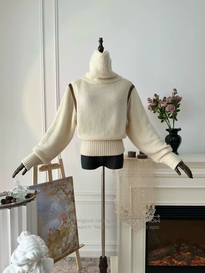 Hermes Hermes Women's Cashmere Casual High Neck Knit Sweater, Bei Size XS / US 0-2 / IT 36-38 - 3 Thumbnail