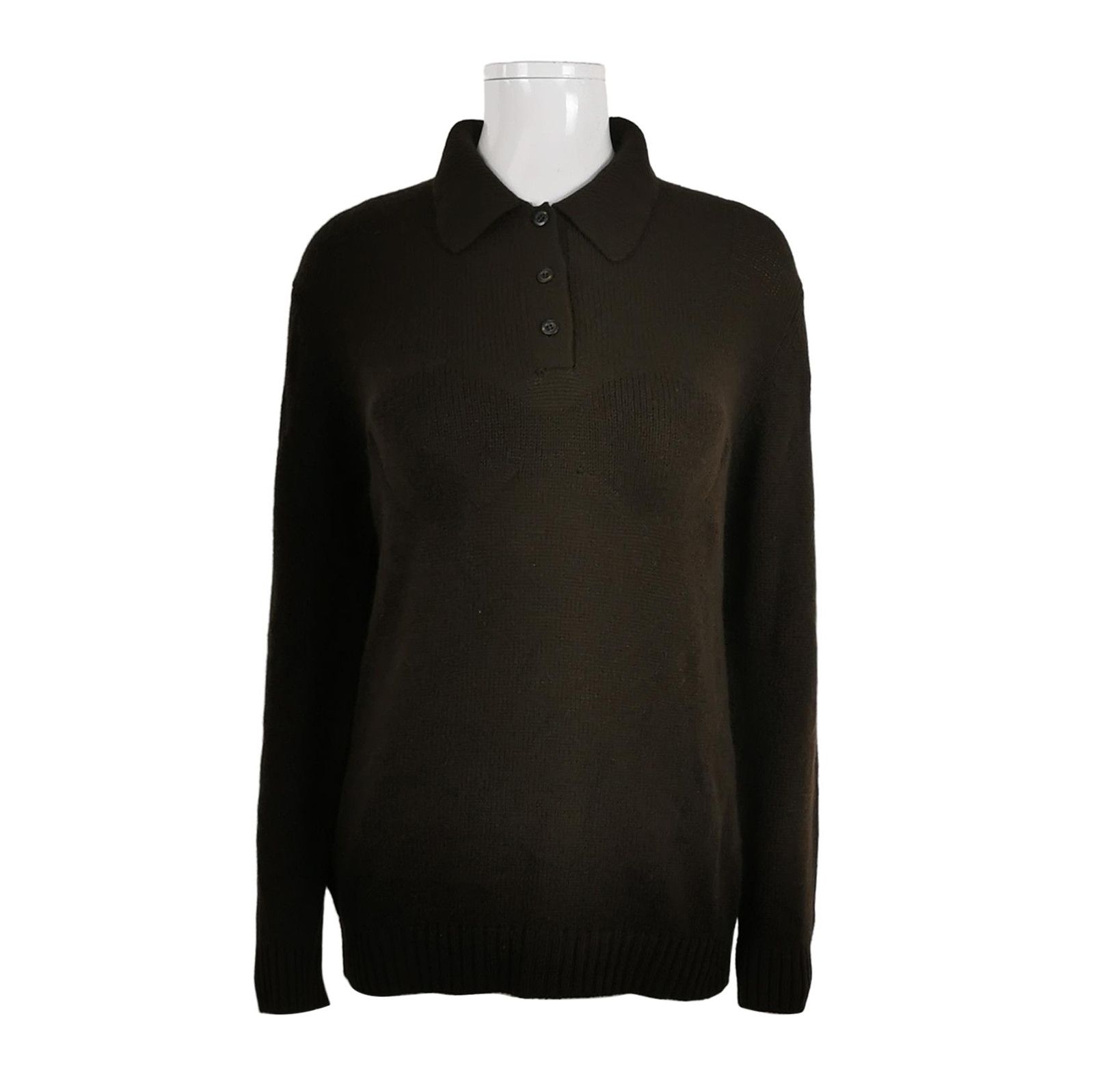 Prada Prada Classic Cashmere Polo Sweater in Dark Brown - dmc Size XS / US 0-2 / IT 36-38 - 1 Thumbnail