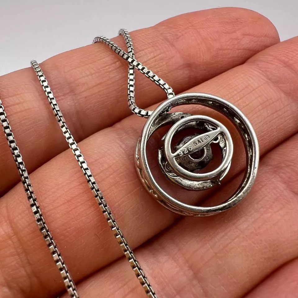 Vintage Necklace Vintage 925 Italian Sterling Silver Pendant Jewelry Size ONE SIZE - 2 Thumbnail