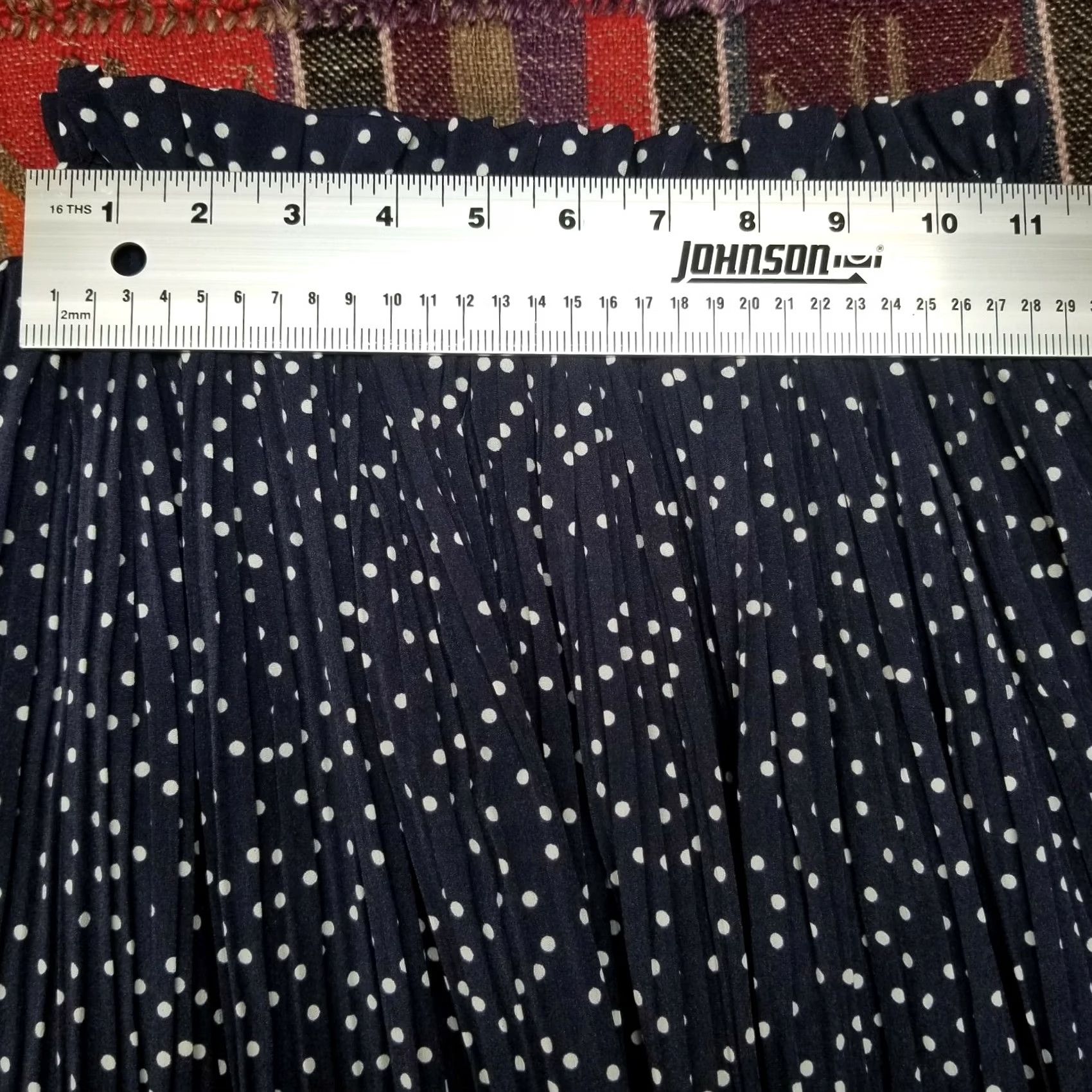 Vintage Naggoo Navy White Polka Dot A-Line Midi Skirt Small NWT High Waist Elastic Casual Women Size 28" / US 6 / IT 42 - 3 Thumbnail