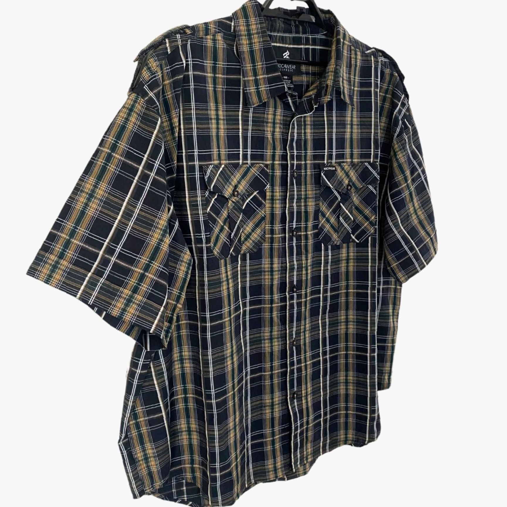 Rocawear Rocawear Button-Up Plaid Shirt Black Yellow Green Men 4XB Short Sleeve Size US XXL / EU 58 / 5 - 3 Thumbnail