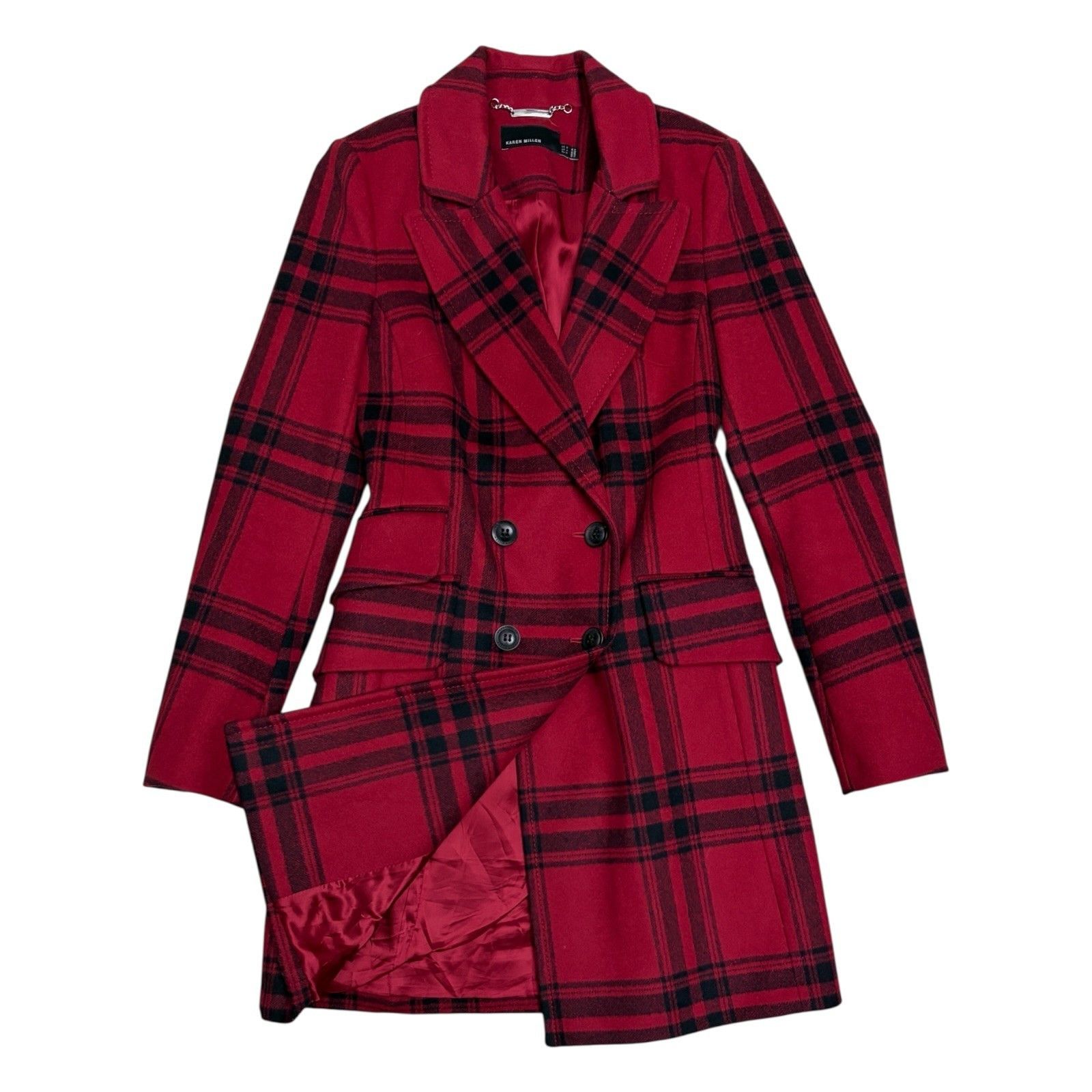KAREN MILLEN Wool Cashmere Winter Long Trench Pea Coat 4