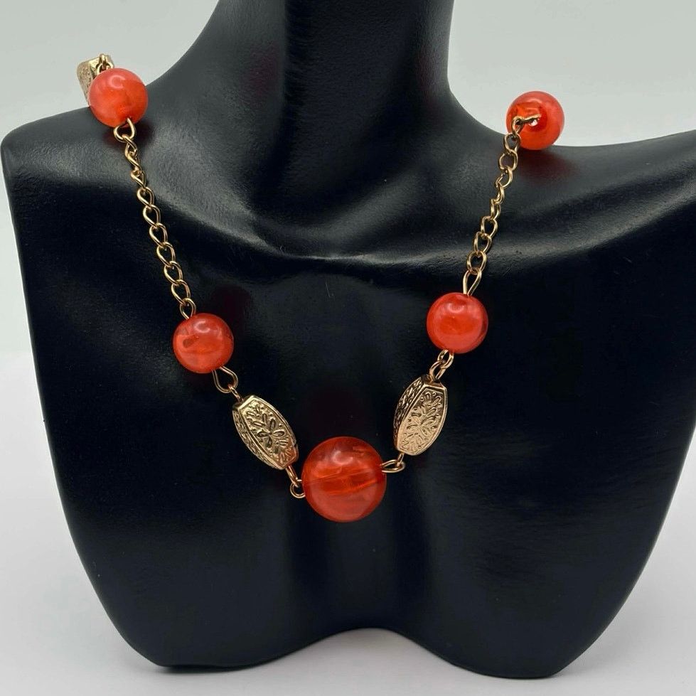 Other Red & Gold Bead Necklace Size ONE SIZE - 1 Thumbnail