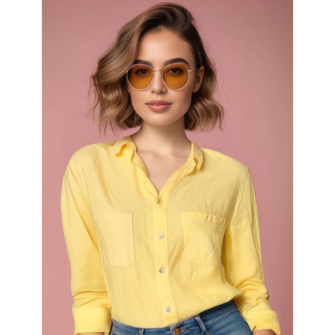 Anthropologie Cloth & Stone Women's Yellow Linen Button-Up Shirt Small Size S / US 4 / IT 40 - 1 Thumbnail