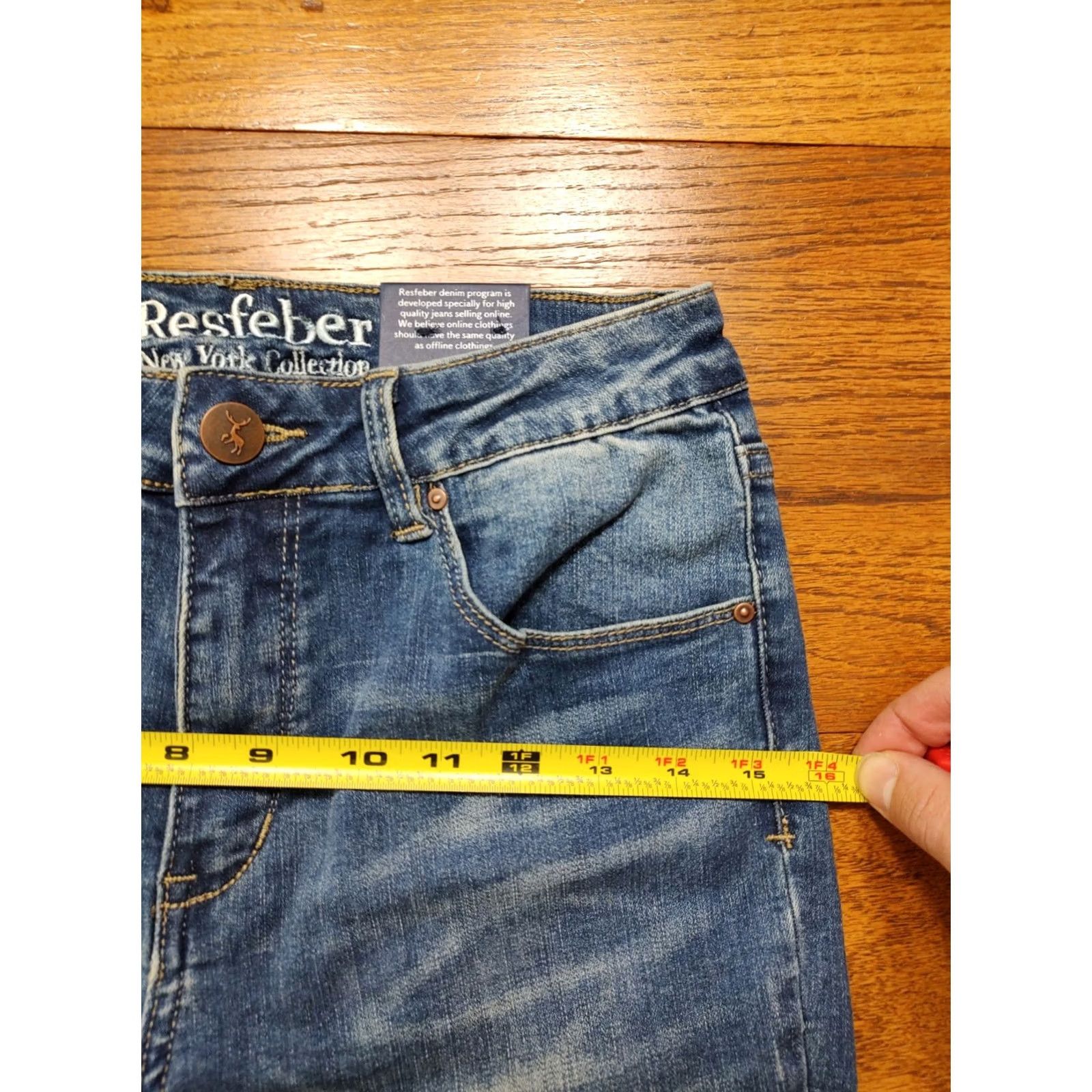 Denime NWT Resfeber Jeans Womens Skinny Distressed 25in 29in Blue Denim Cotton Blend Zip 5-Pocket Rise Mid Slim Button? Size 30" / US 8 / IT 44 - 7 Thumbnail