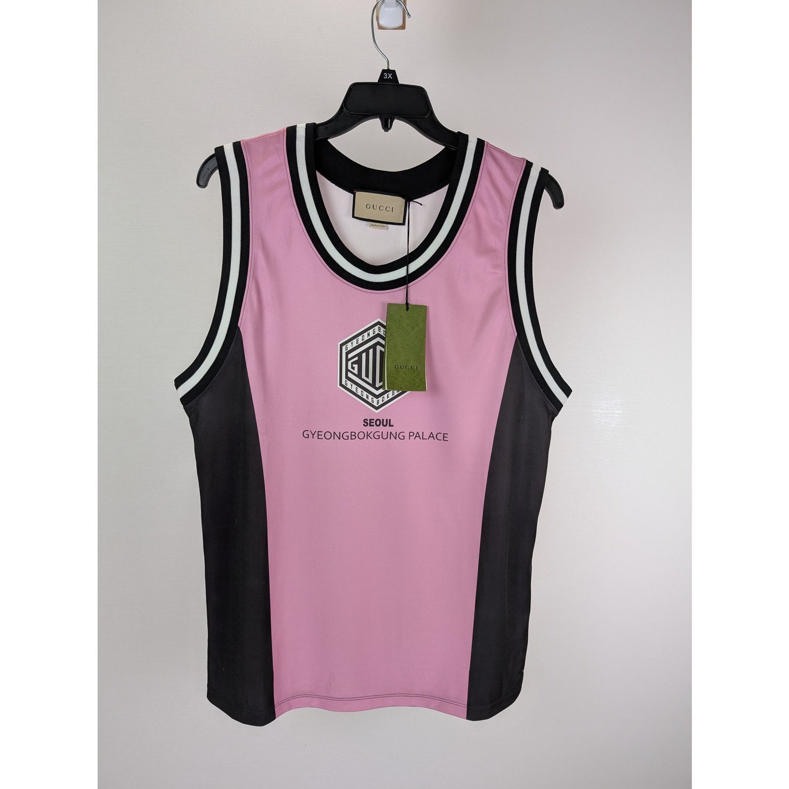 Gucci o1rshd1 Logo-print Jersey Tank Top in Pink/Black Size US S / EU 44-46 / 1 - 1 Thumbnail