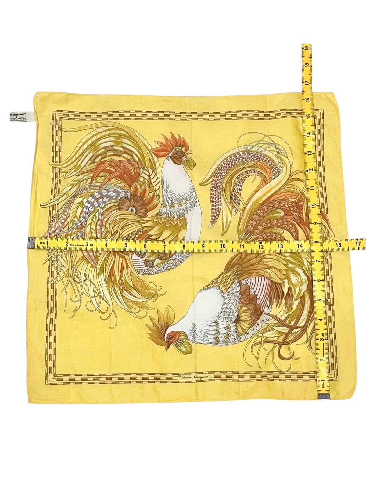 Salvatore Ferragamo Very Rare🔥Vintage Ferragamo Rooster Art Cotton Handkerchief Size ONE SIZE - 10 Thumbnail