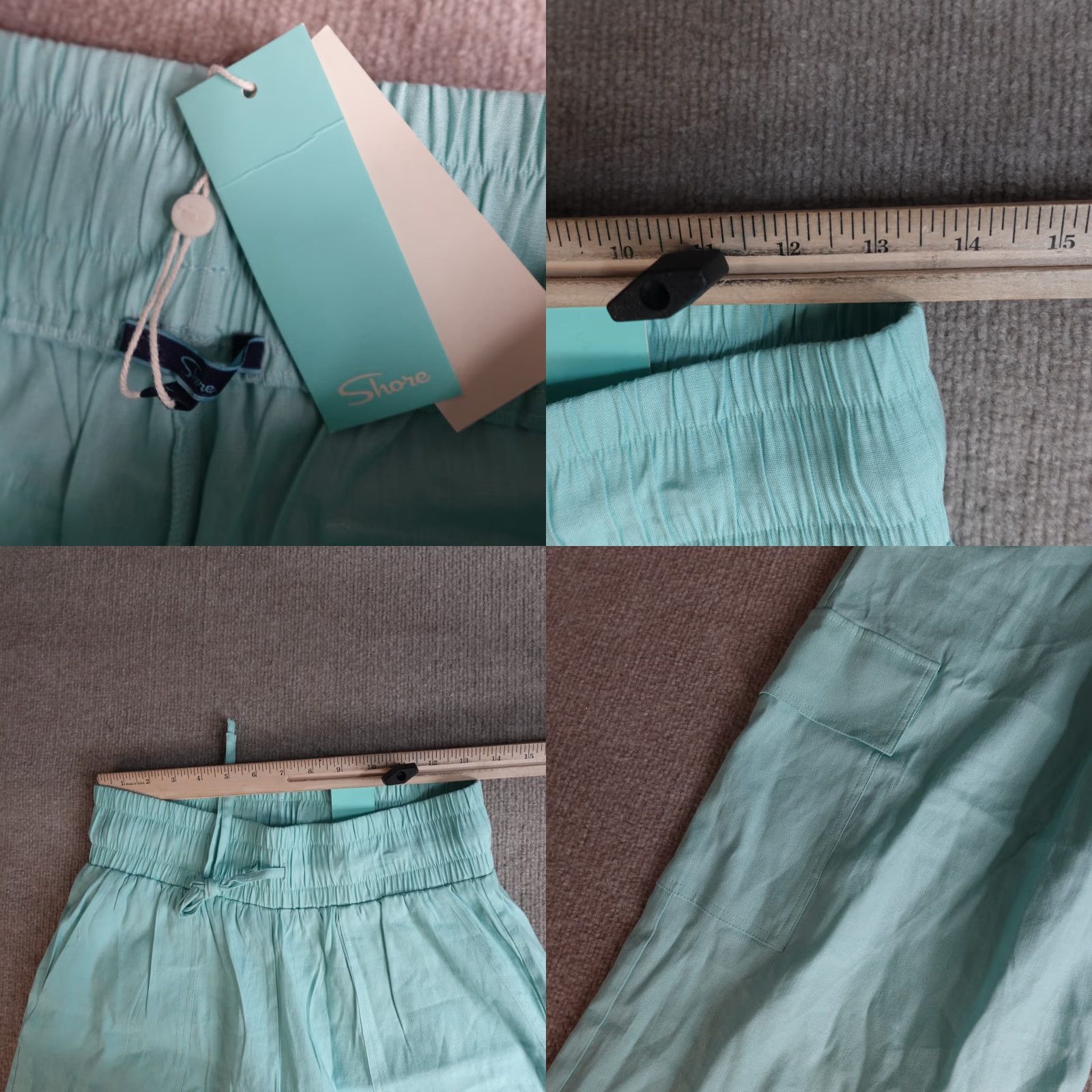Vintage Shore Womens Pants Medium Blue Wide-Leg Cargo Linen Blend NEW Size 32" / US 10 / IT 46 - 8 Thumbnail