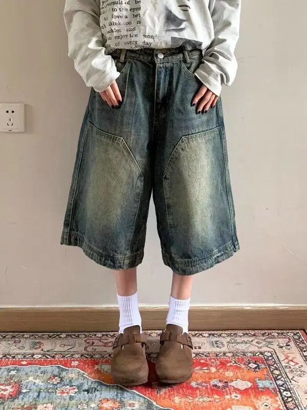 Japanese Brand Blue Street Vintage Washed Distressed Denim Shorts Size US 32 / EU 48 - 7 Thumbnail