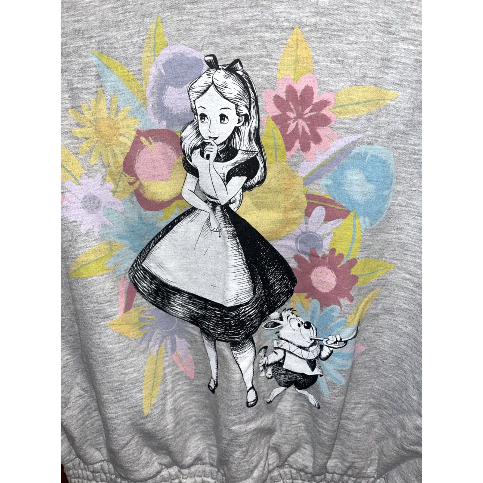 Disney Disney Alice in Wonderland Gray Sweatshirt Women Small Pullover Cotton Blend Graphic Print Size S / US 4 / IT 40 - 2 Thumbnail