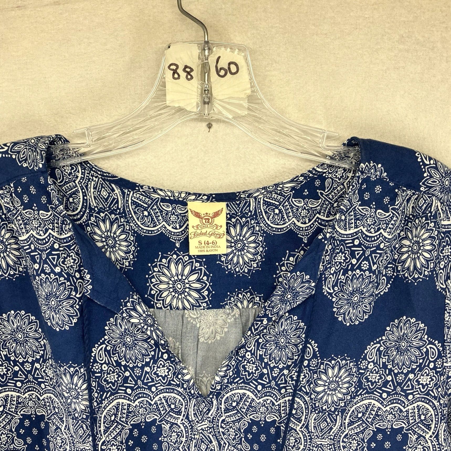 Faded Glory Vintage Women's Rayon Shift Dress Small Bohemian Floral 90s Festival Holiday Spring Summer Size S / US 4 / IT 40 - 4 Thumbnail