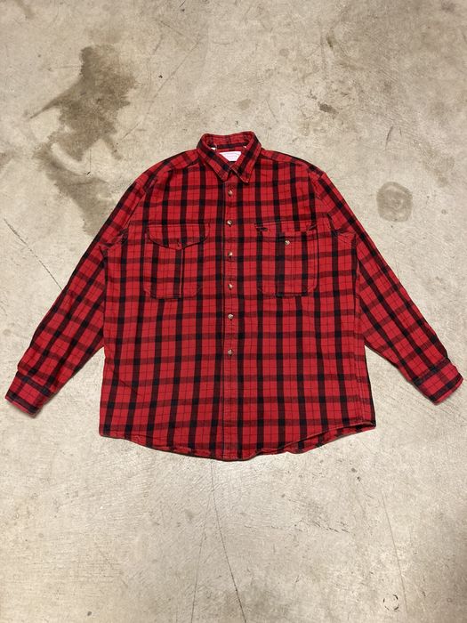 Vintage 2000s Filson Heavy Button Up Red Plaid Flannel Shirt USA | Grailed