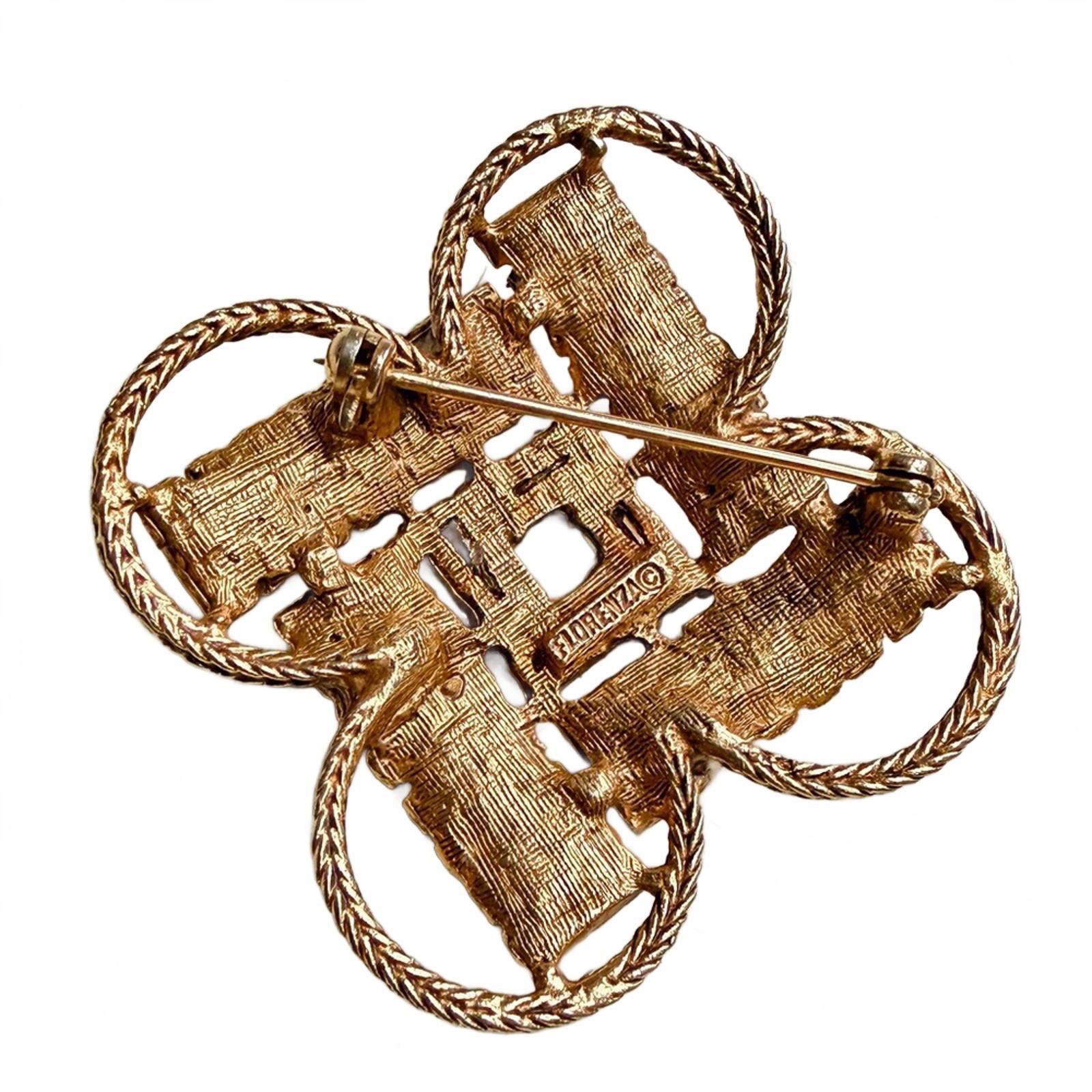 Conte of Florence 50s VTG FLORENZA Gold Tone Rhinestone Maltese Cross Brooch Size ONE SIZE - 4 Thumbnail