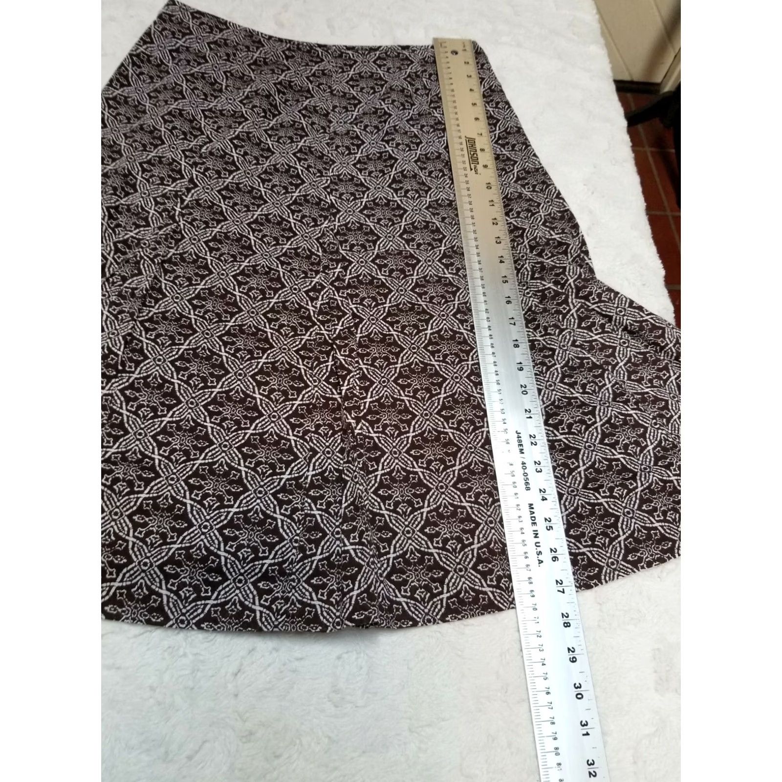 Charter Club Charter Club Womens Brown Printed Career A-Line Midi Skirt 6 Lined Casual Business Dress Skirt Womens Brown 100% Cotton A-Line Knee Length Vintage No Size 28" / US 6 / IT 42 - 7 Thumbnail