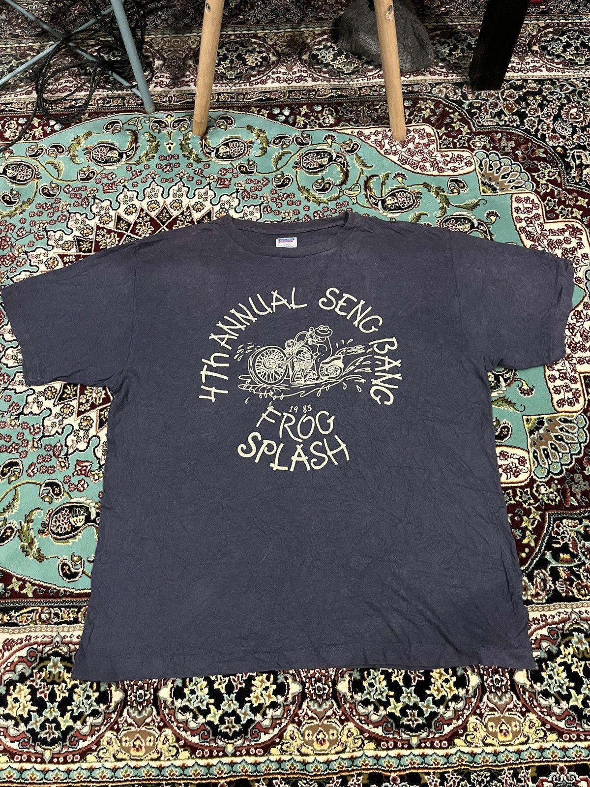 Japanese Brand Faded Indigo 4th Annual Seng Bang Frog Flash 1985 Tee Size US XS / EU 42 / 0 - 1 Thumbnail