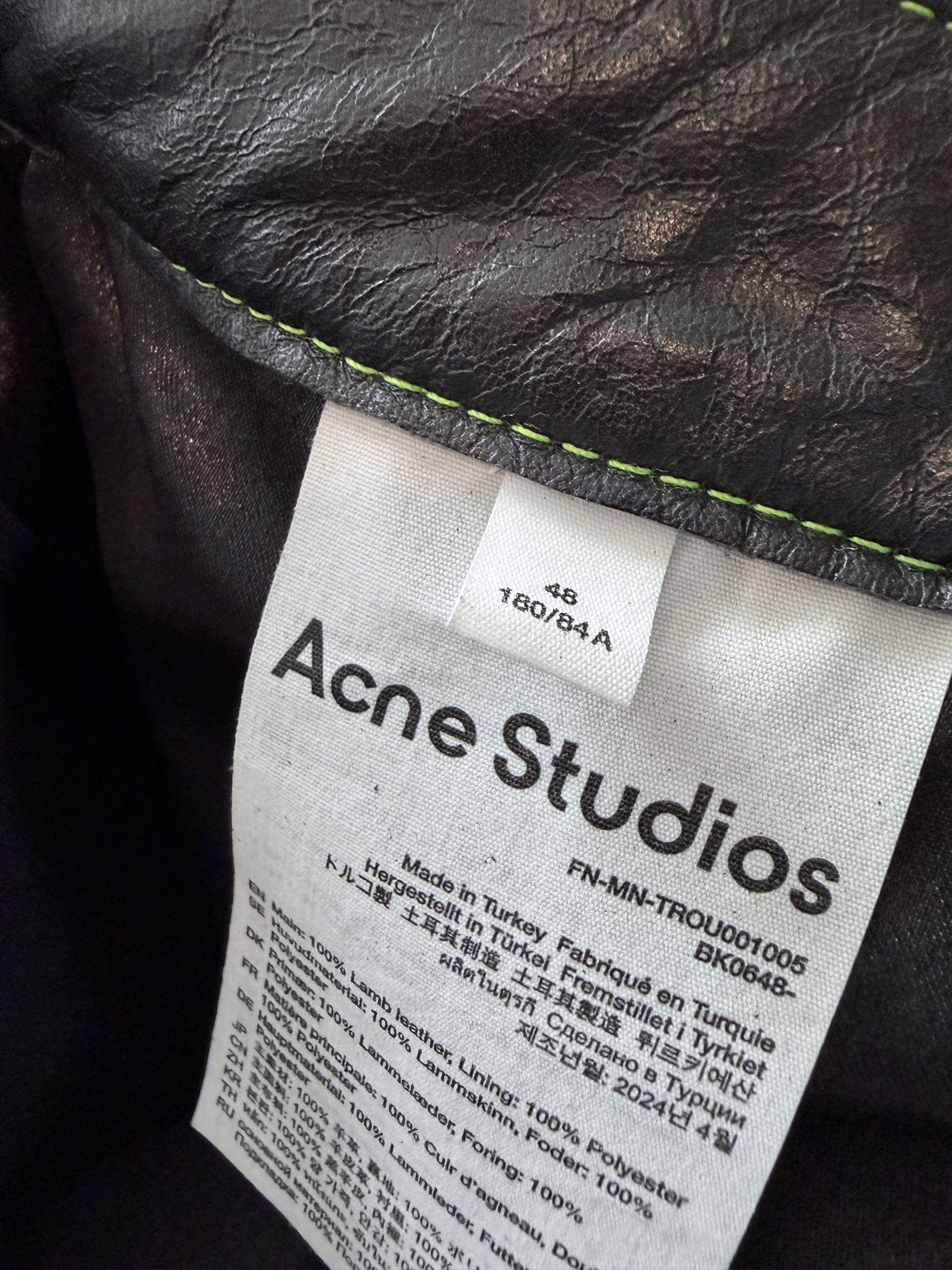 Acne Studios Acne Studios Leather Contrast Stitch Trousers Black Green Size US 32 / EU 48 - 10 Thumbnail