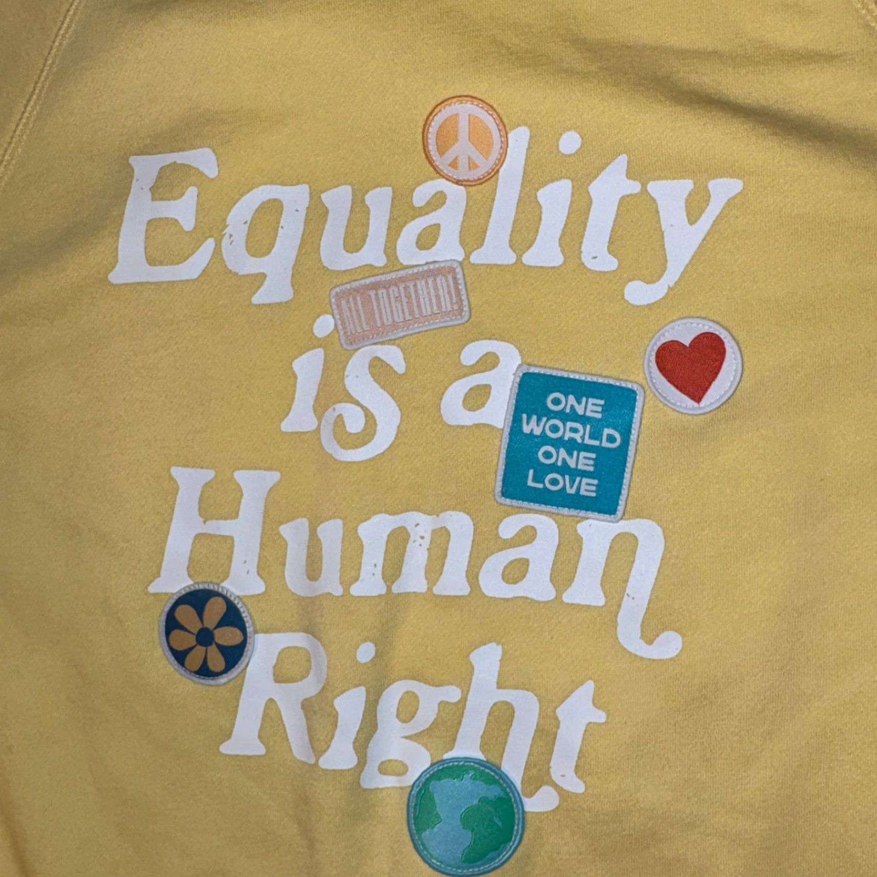 Old Navy Equality Is A Human Right Patches Sweatshirt Yellow Hoodie Womens M Old Navy Logo Sweatshirt Crew Neck Long Sleeve Solid Size M / US 6-8 / IT 42-44 - 2 Thumbnail