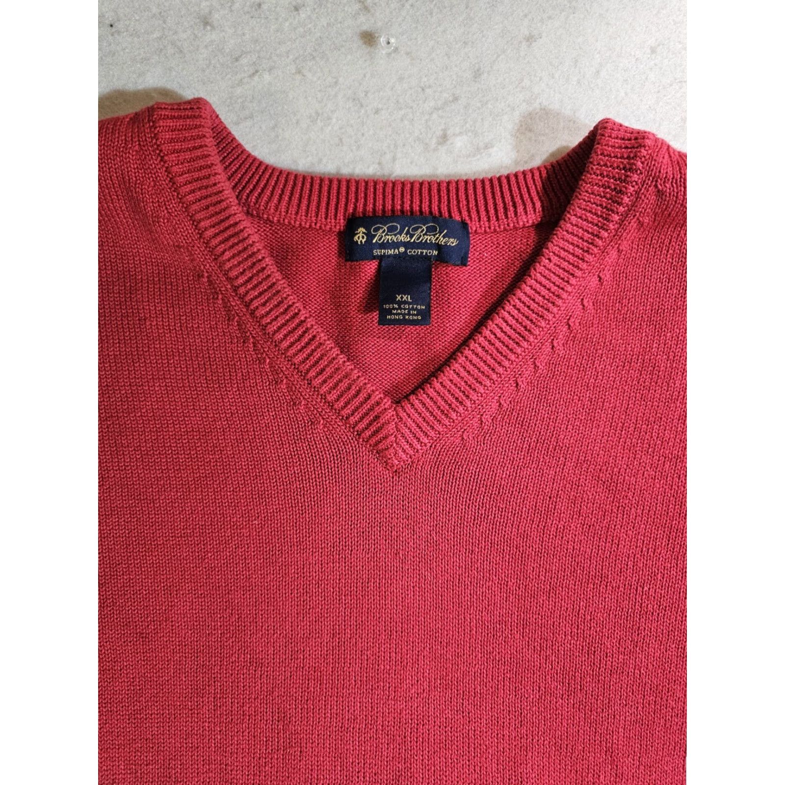 Brooks Brothers VINTAGE Brooks Brothers Signature 100% Supima Cotton V-Neck Sweater Men 2XL Red Size US XXL / EU 58 / 5 - 3 Thumbnail