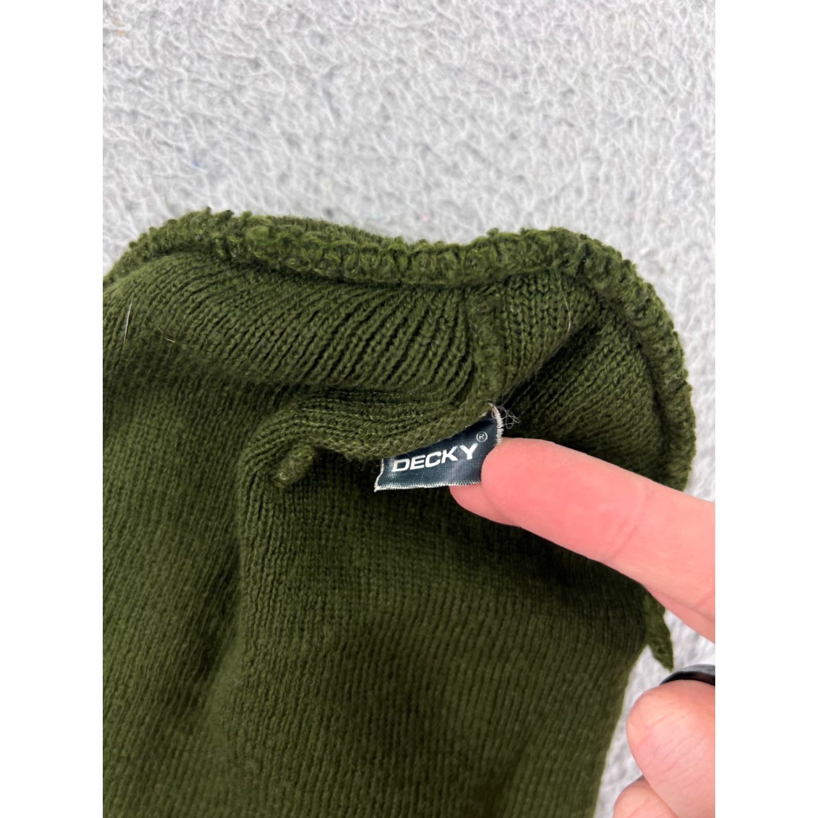 Vintage DECKY Beanie Hat Adult One Size Green Knit Acrylic Fishing Pattern Solid - Beanie, Decky Hat, Men, One Size, Green, Fall Winter - Mens Size ONE SIZE - 6 Thumbnail