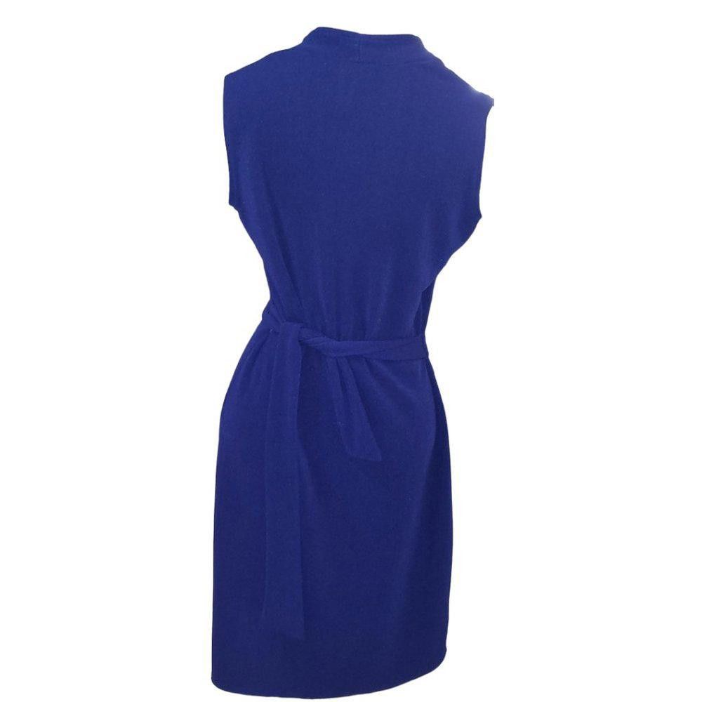 Designer CT500 Dawn Joy Royal Blue Sleeveless Faux wrap Dress S Size S / US 4 / IT 40 - 3 Thumbnail