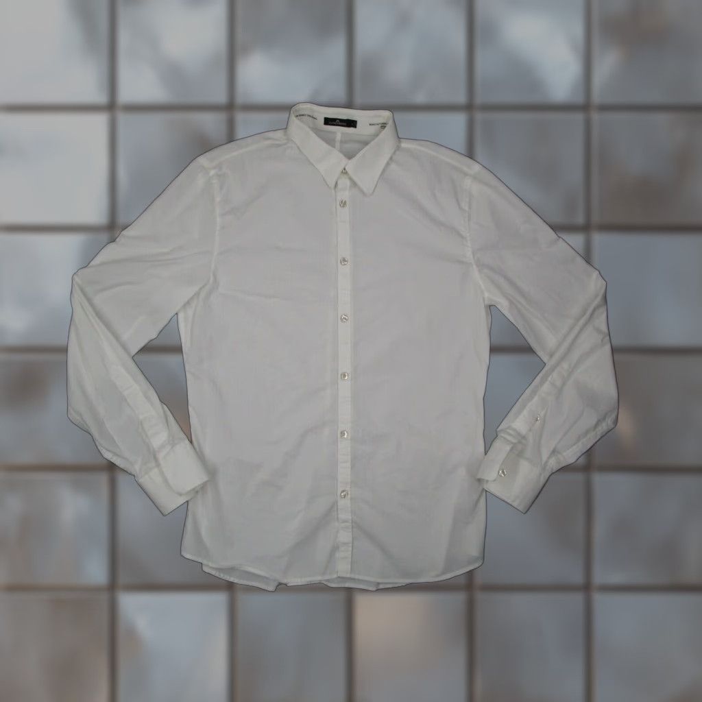 J.Lindeberg J.Lindeberg Mens White Long Sleeve Button Up Dress Shirt Cotton Blend Lightweight Size US XL / EU 56 / 4 - 1 Thumbnail