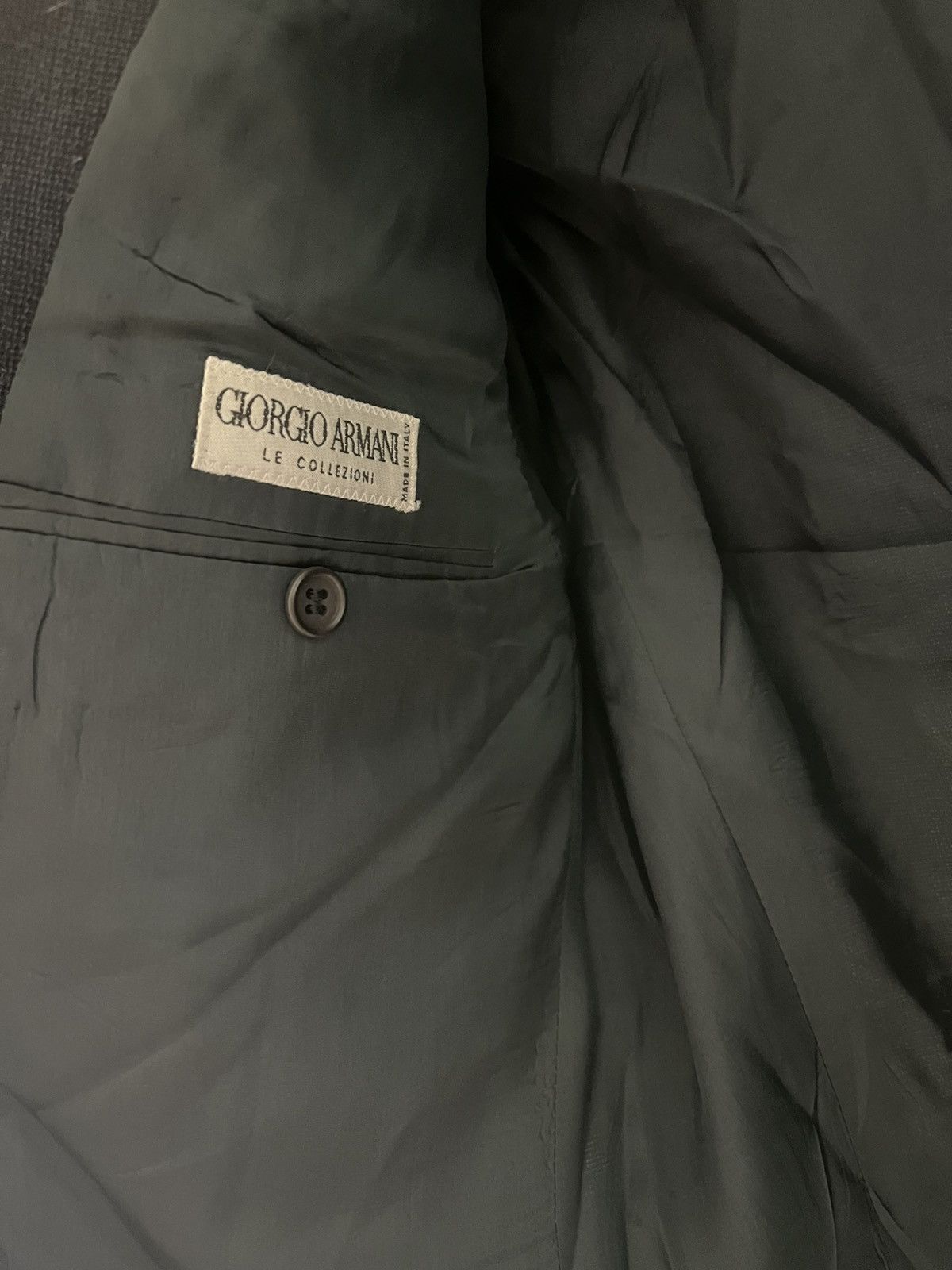 Giorgio Armani Vintage 90s Giorgio Armani Collezioni Woven Wool Navy Jacket Size 40R - 5 Thumbnail